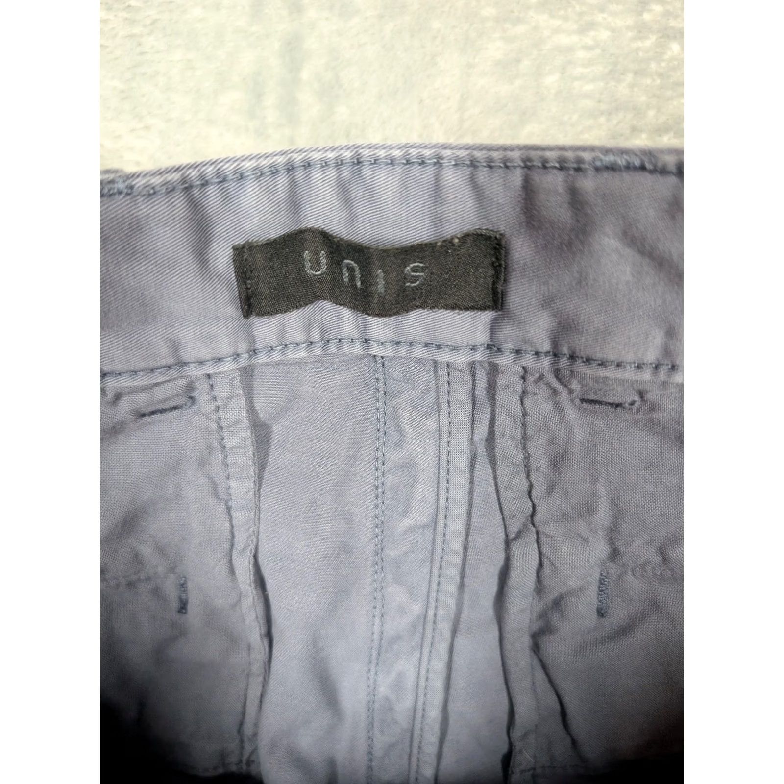 Unis Unis Ford Pants Mens 33 Gray Blue Chino Button Fly Made Portugal Casual Slim Size US 33 - 6 Thumbnail