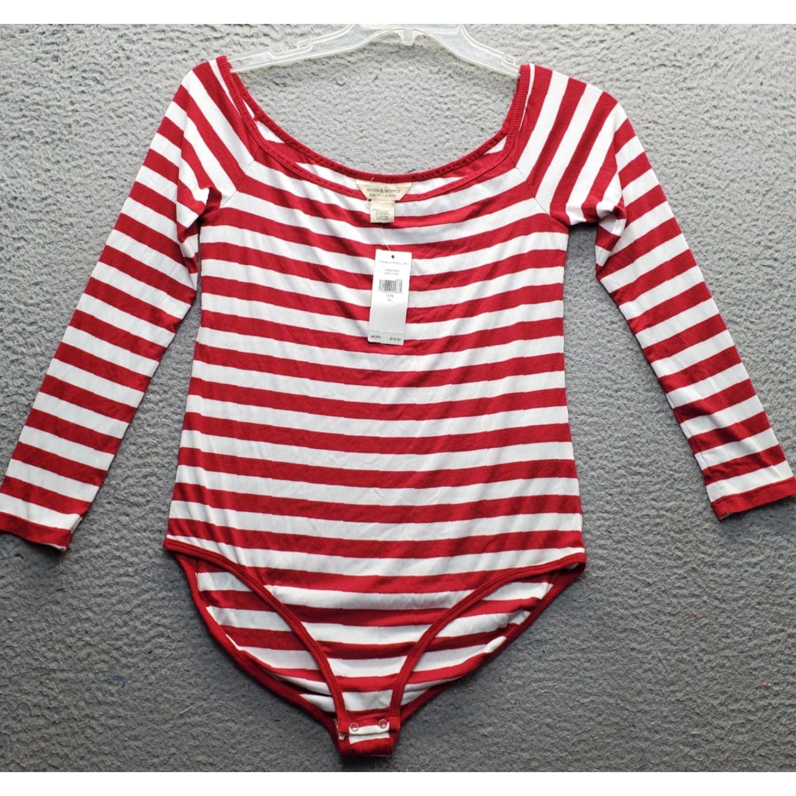 Vintage Denim & Supply Ralph Lauren Bodysuit Womens XL Mult striped Stretch Rib Knit Shirt Size XL / US 12-14 / IT 48-50 - 2 Thumbnail