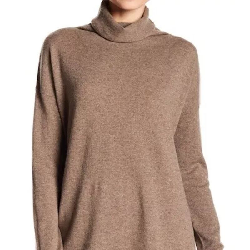 Vince Cashmere Turtleneck Sweater Knit Toast Brown Small