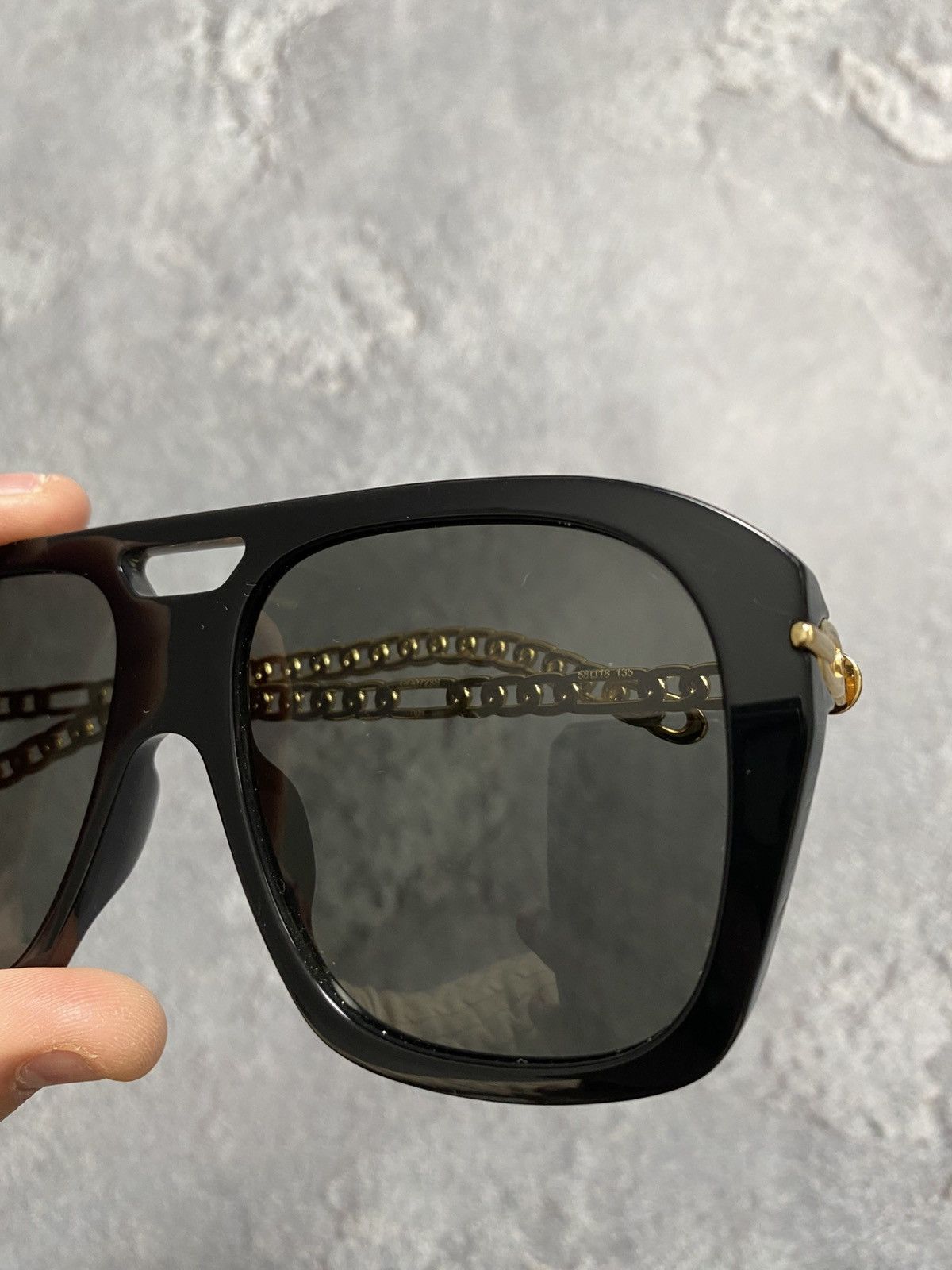 Gucci Gucci GG0723S 001 Sunglasses Square Gold Chain Temple Size ONE SIZE - 6 Thumbnail