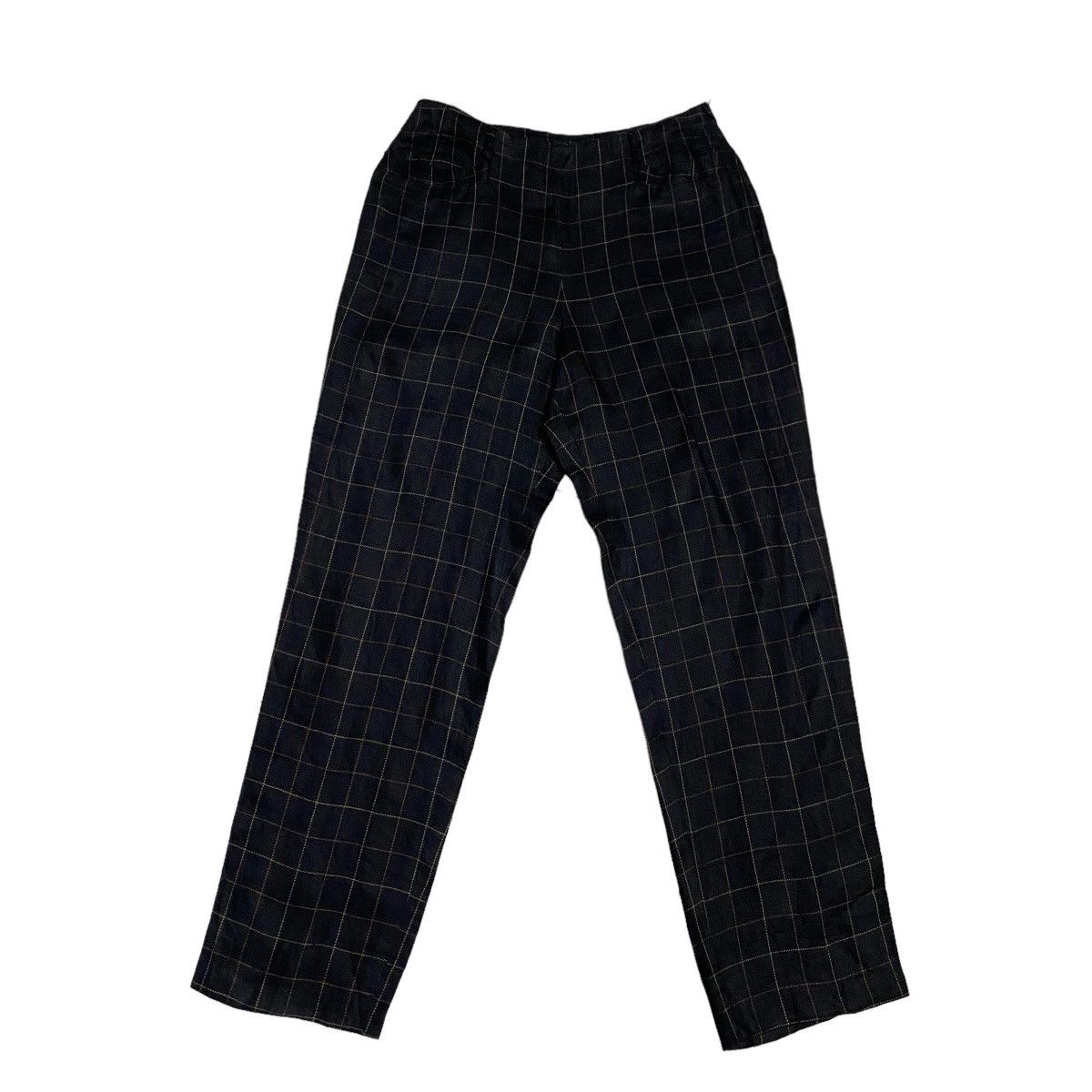 image of Margaret Howell Margarett Howell Linen Side Zipper Pant in Green Plaid, Women's (Size 27)