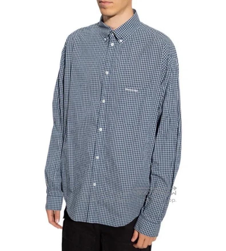 Balenciaga Balenciaga Embroidered BB long-sleeve blue and white plaid Size XS / US 0-2 / IT 36-38 - 3 Thumbnail