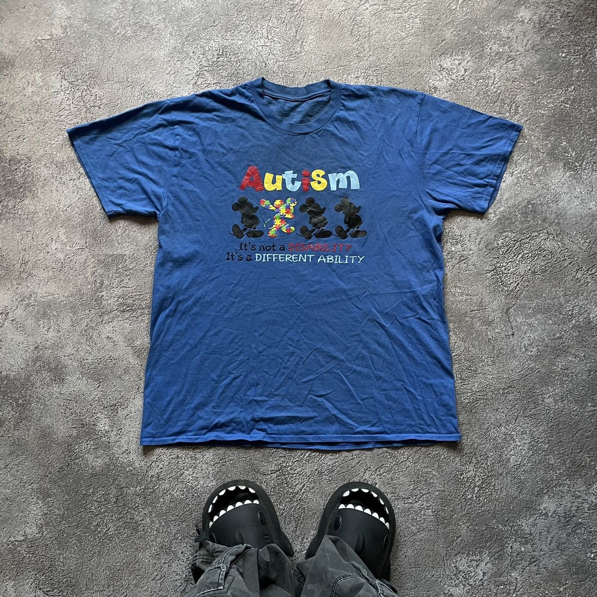Vintage Y2K Autism Awareness Graphic Tee Sun Faded Grunge XL