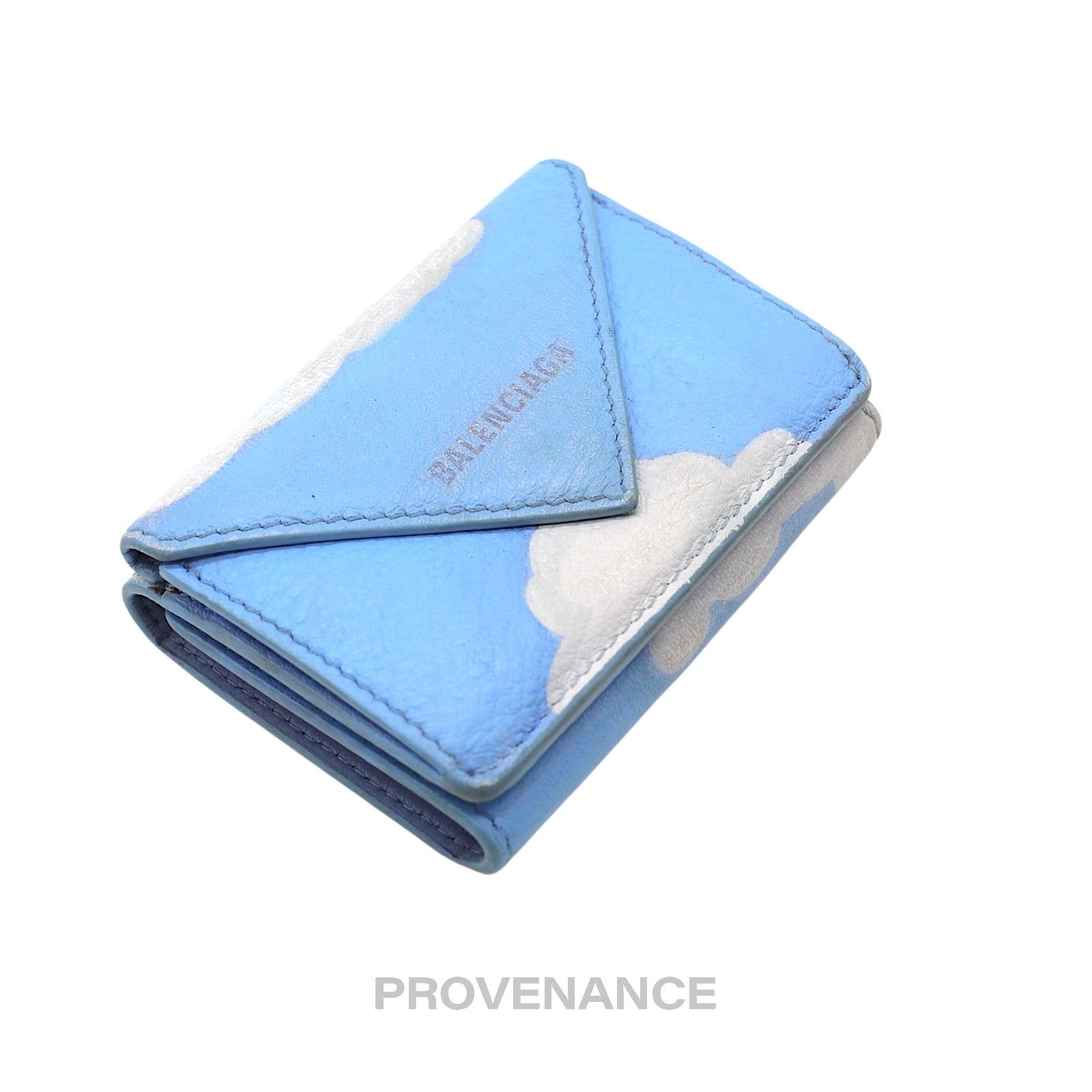 Balenciaga 🔴 Balenciaga Papier Mini Card Wallet - Cloud Blue Leather Size ONE SIZE - 4 Thumbnail