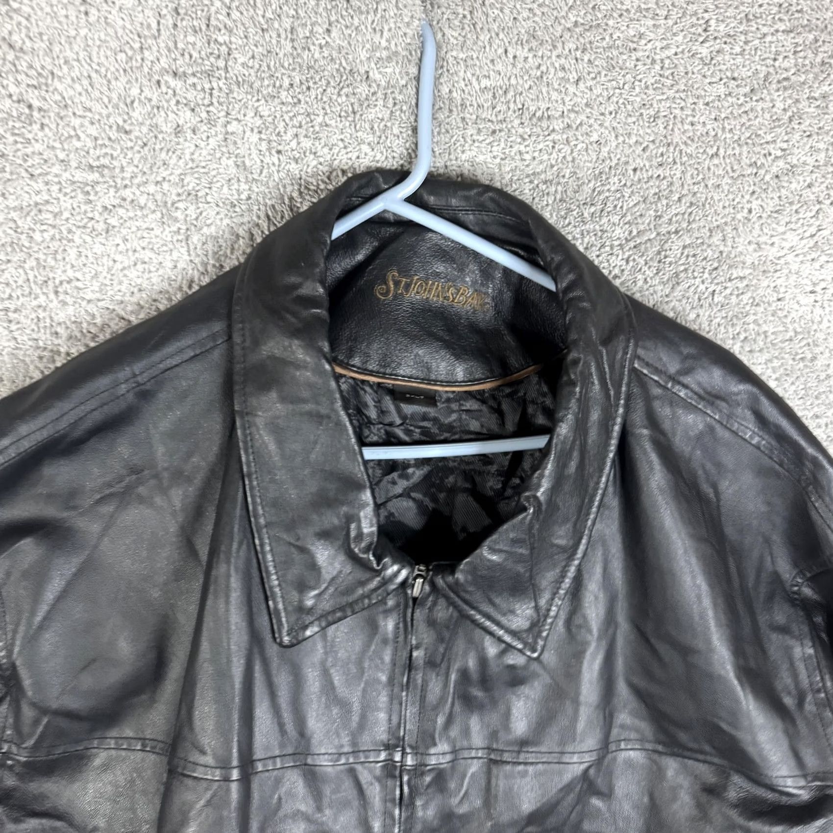 Vintage VINTAGE St. Johns Bay Jacket Mens 3XLT Black Leather Full Zip Mid Length Lined Overcoat Size US XXL / EU 58 / 5 - 6 Thumbnail
