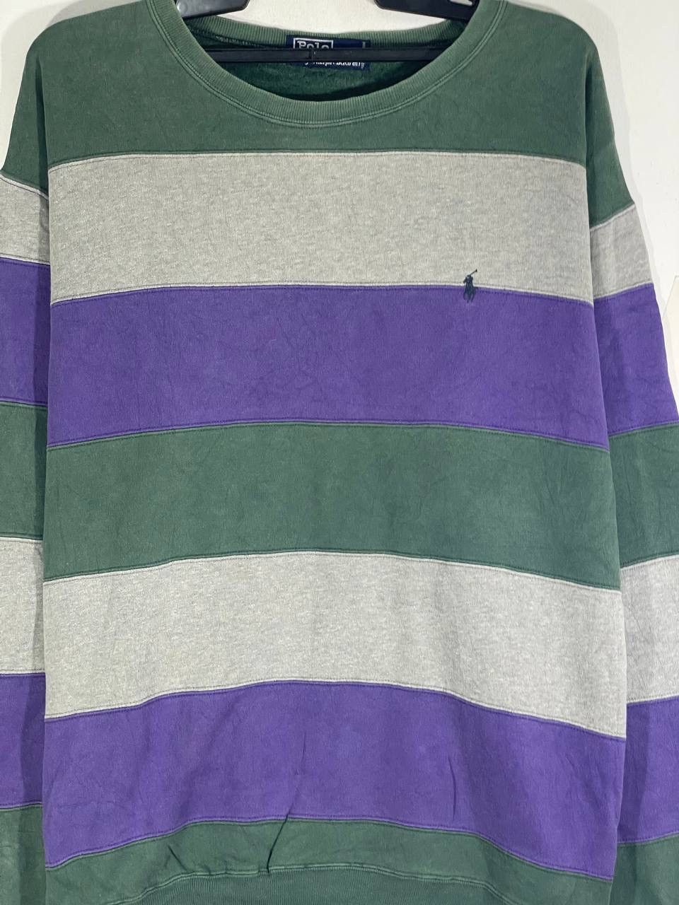 Polo Ralph Lauren Vintage 90s polo small pony stripe rugby sweatshirt jumper L Size US L / EU 52-54 / 3 - 4 Thumbnail