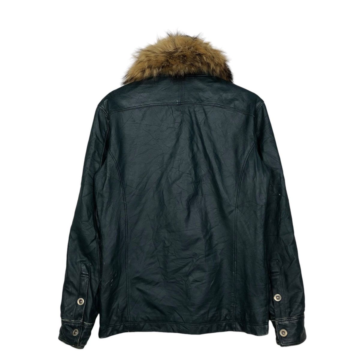 🔥VINTAGE BIKER LEATHER JACKET ASM ARCHIVE MINK FUR COLLAR