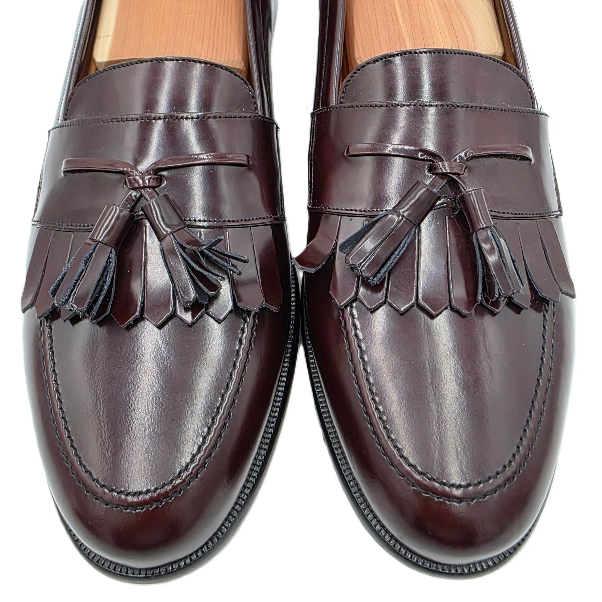 Mezlan Mezlan Spain Burgundy Gloss Leather Tassel Kiltie Loafers Size US 11.5 / EU 44-45 - 3 Thumbnail