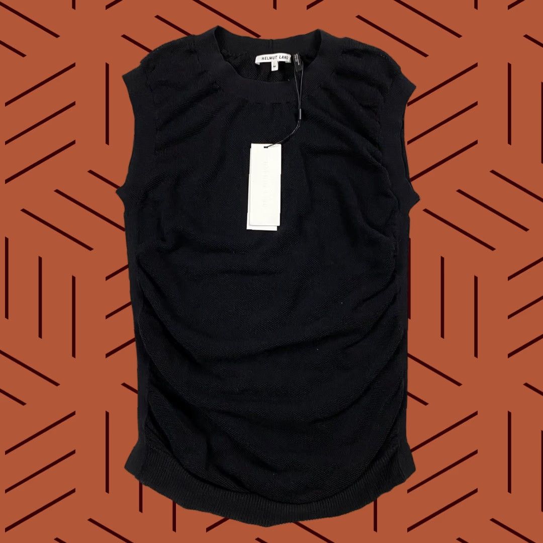 Helmut Lang VINTAGE Helmut Lang Tank Top Women Medium Black Silk Blend Shell Theme Sleeveless Casual Size ONE SIZE - 1 Thumbnail