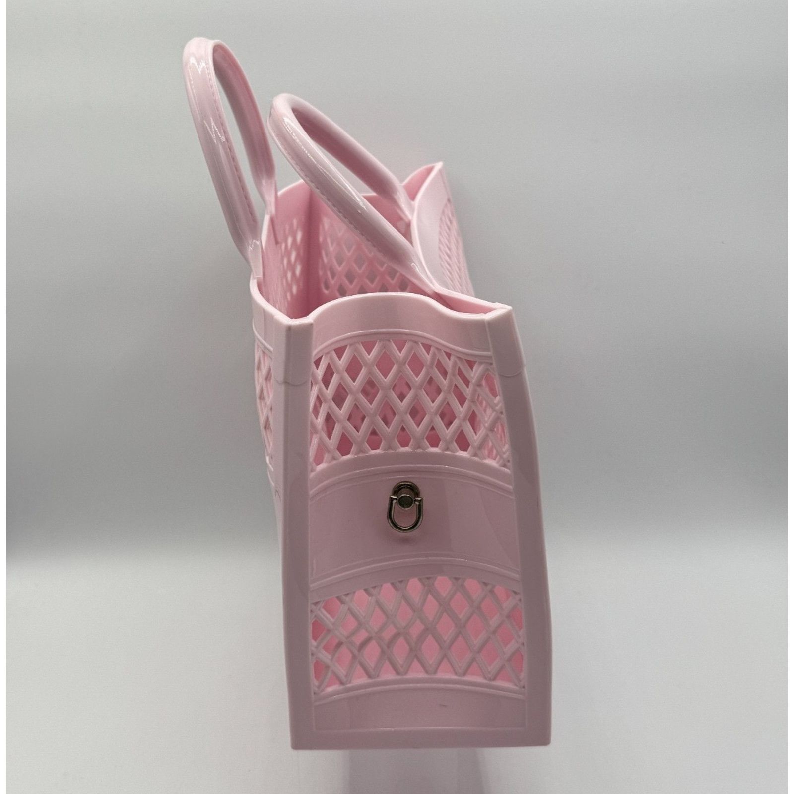 Other Womens Double Handles Pink Plastic Tote Bag w/ Strap Hooks Size ONE SIZE - 3 Thumbnail