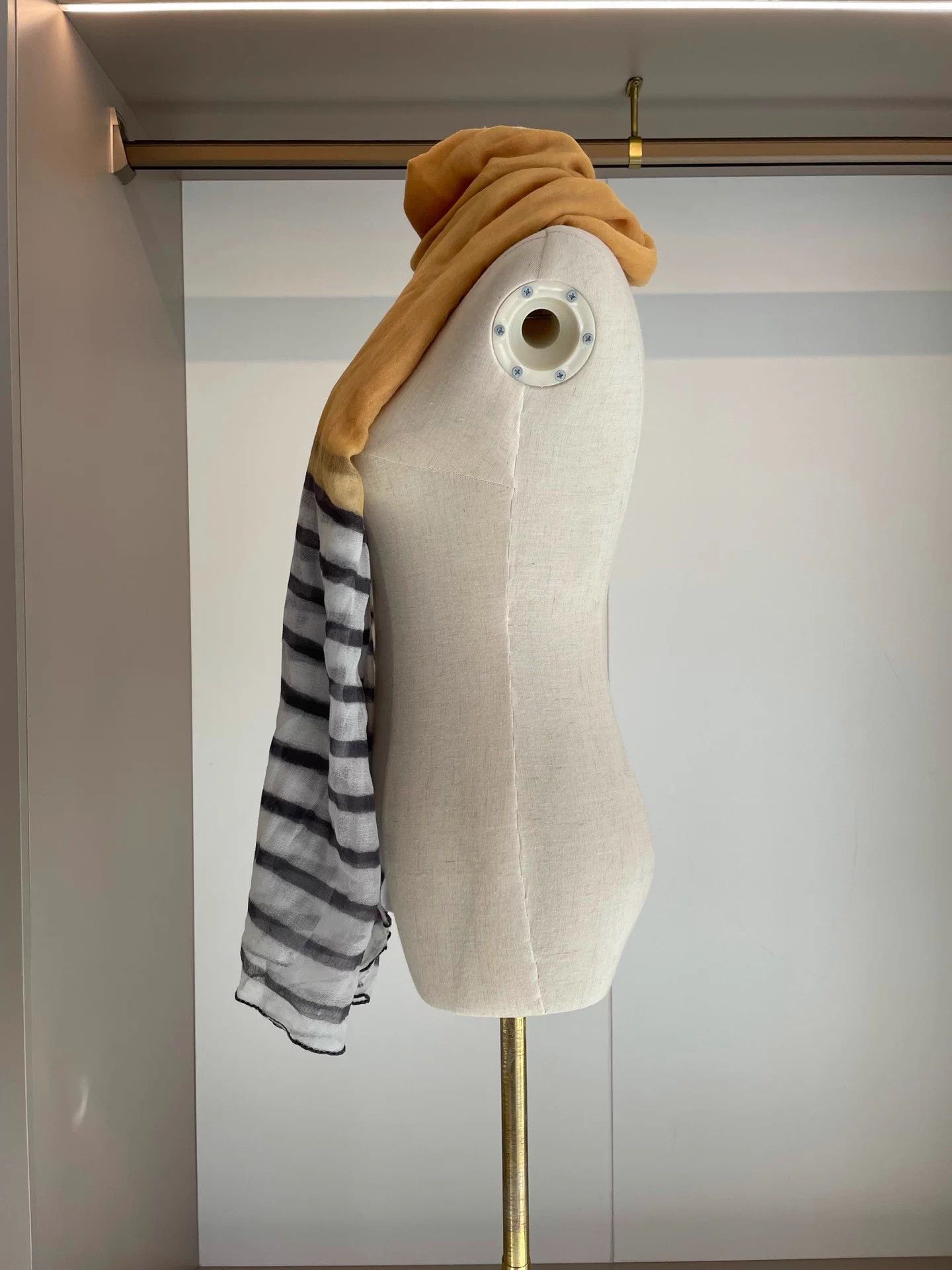 Brunello Cucinelli BC yellow striped cashmere lightweight scarf Size ONE SIZE - 2 Thumbnail