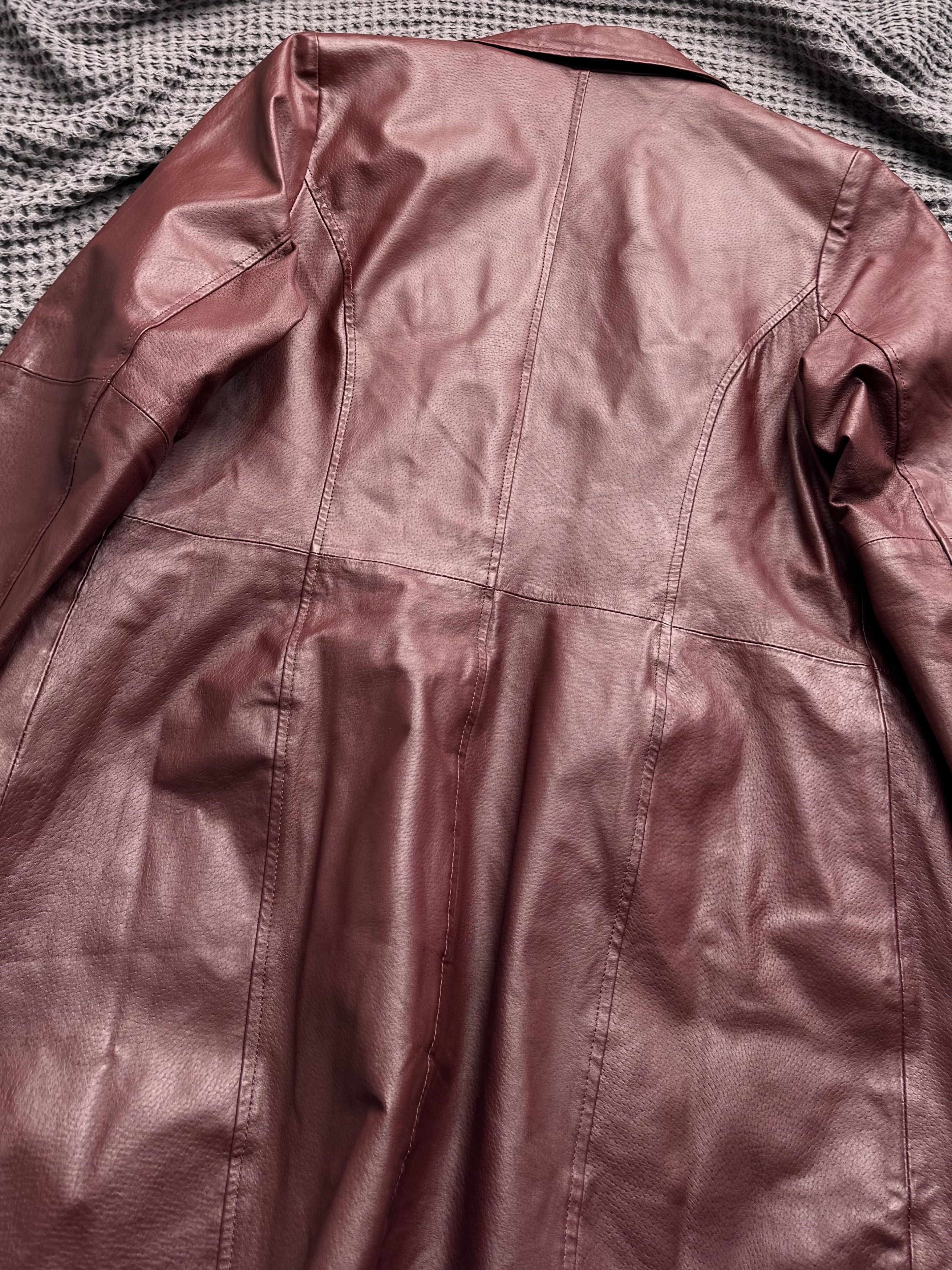 Vintage Vintage Leather Coat Button Front Tailored Long Blazer Size L / US 10 / IT 46 - 8 Thumbnail