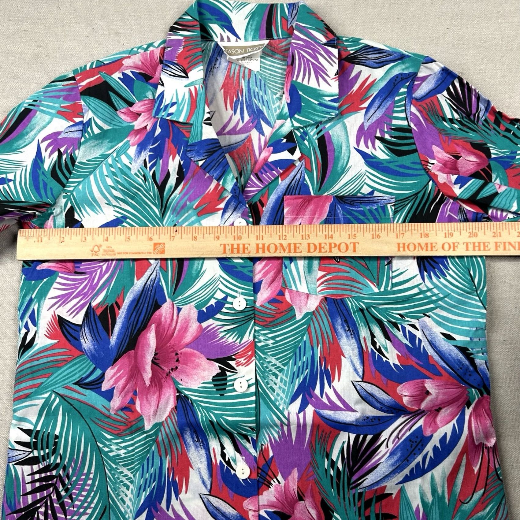 ALOHAS VINTAGE Season Ticket Shirt Women M Hawaiian Aloha Tiki Floral Tropical 80s USA Size M / US 6-8 / IT 42-44 - 7 Thumbnail