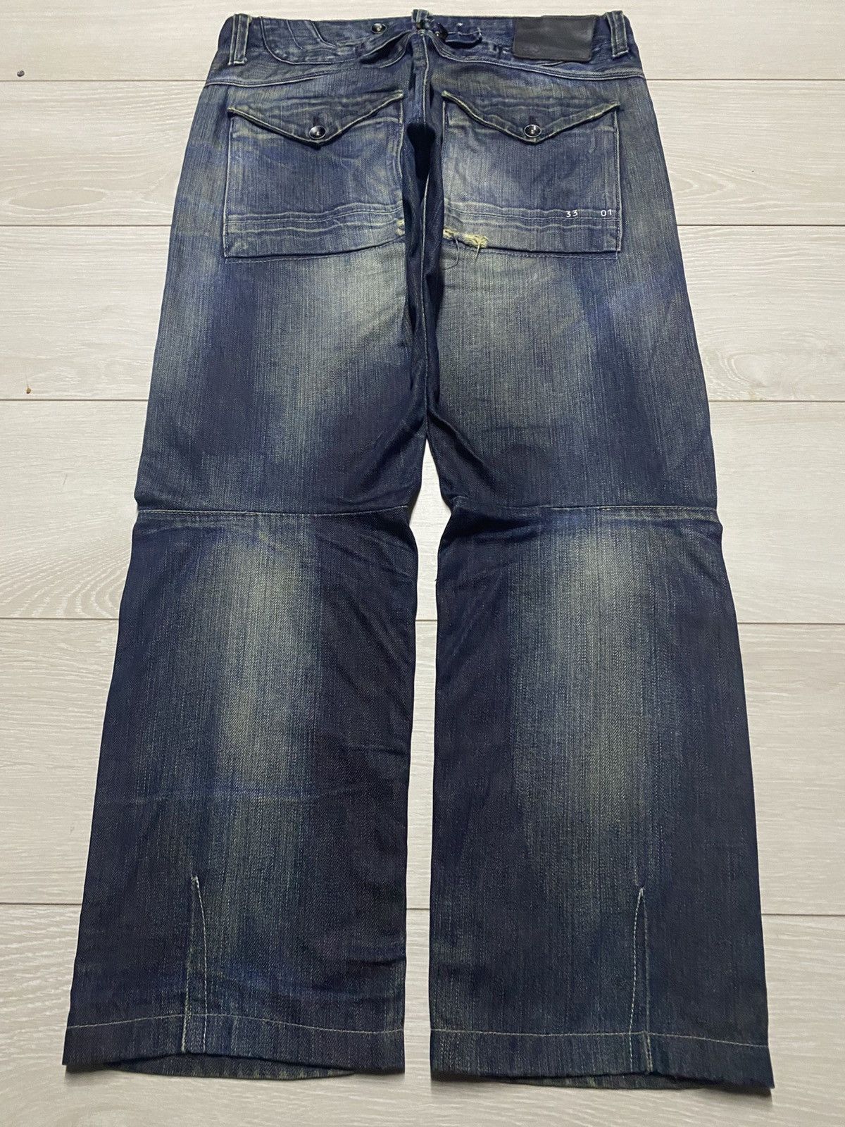 G-Star × Marc Newson G Star 33/01 Mud Wash Buckle Back Double Knee Loose Jeans Size US 33 - 2 Thumbnail