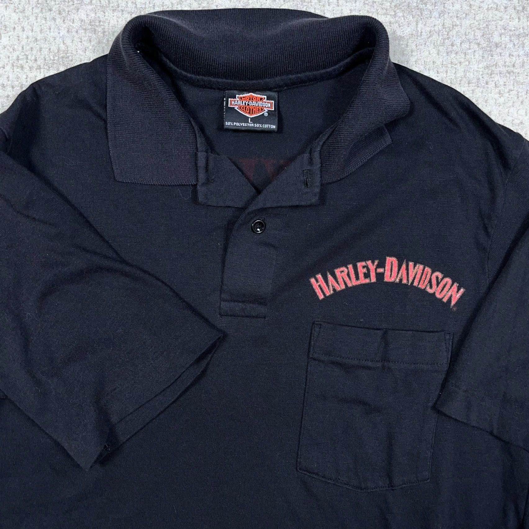 Harley Davidson VINTAGE Harley-Davidson Shirt Men L Black 1990s Knoxville TN Collar Polo Graphic Print Knit Casual, USA, Logo, 90s, 80s, Classic, Motorcycle, Retro Size US L / EU 52-54 / 3 - 7 Thumbnail