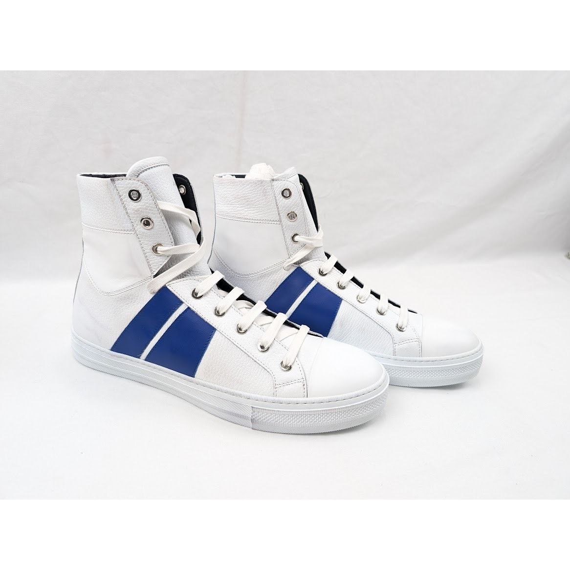 Amiri o1rshd1 Leather Sunset Sneakers in White/Blue Size US 12 / EU 45 - 1 Thumbnail