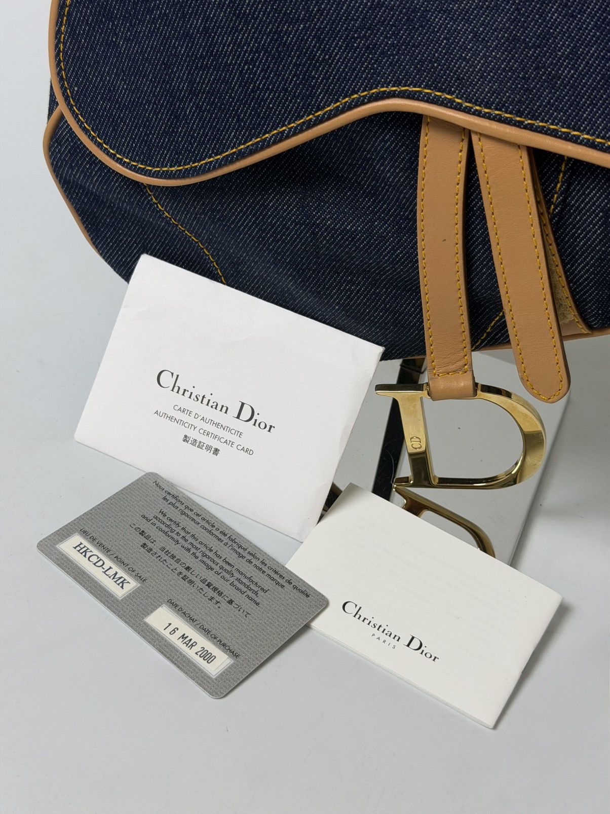 Dior 2000’s Christian Dior Saddle Blue Denim Rare Lining Size ONE SIZE - 12 Thumbnail