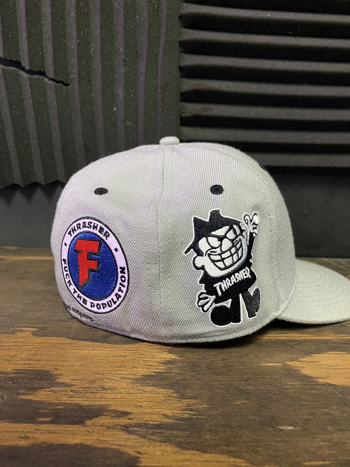 Fuck The Population FTP Thrasher Grey Hat : SIZE 7 1/8 Size ONE SIZE - 2 Thumbnail