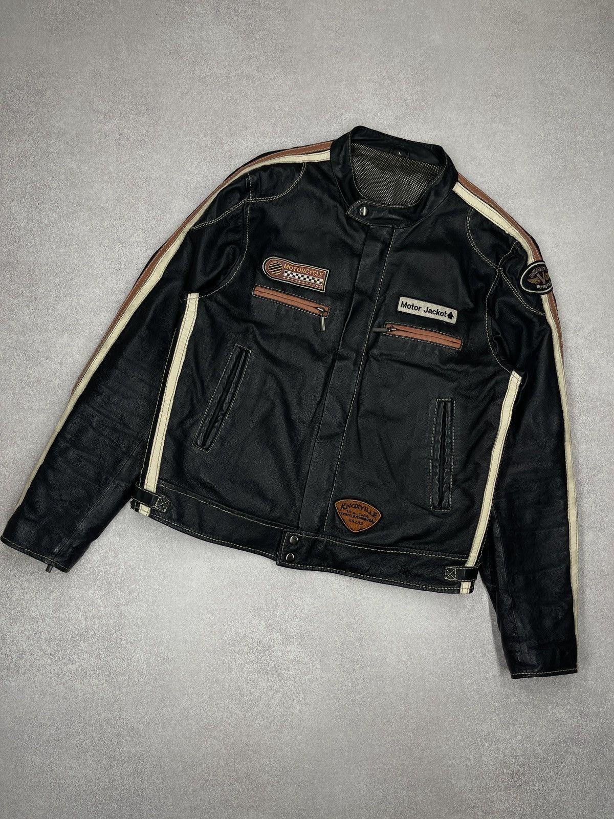 Angelo Litrico Angelo Litrico Leather Motor Jacket Racing Patches | Grailed