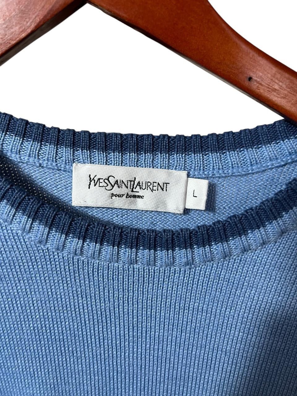 Yves Saint Laurent Yves Saint Laurent Pour Homme Big Logo Knit Sweater Blue Size US L / EU 52-54 / 3 - 9 Thumbnail