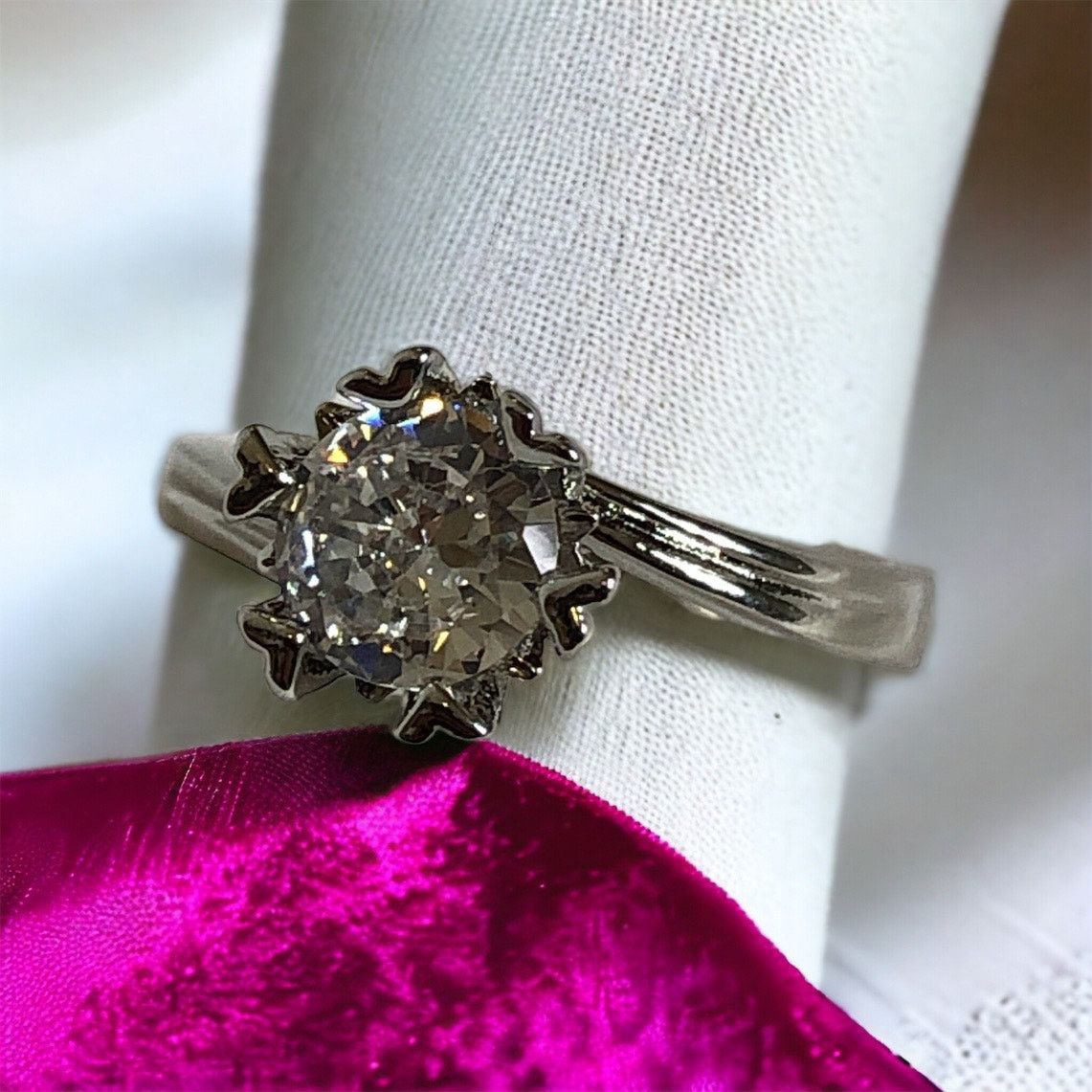 Other Cubic Zirconia Sterling Silver Ring Heart Prongs Adjustable Size ONE SIZE - 2 Thumbnail