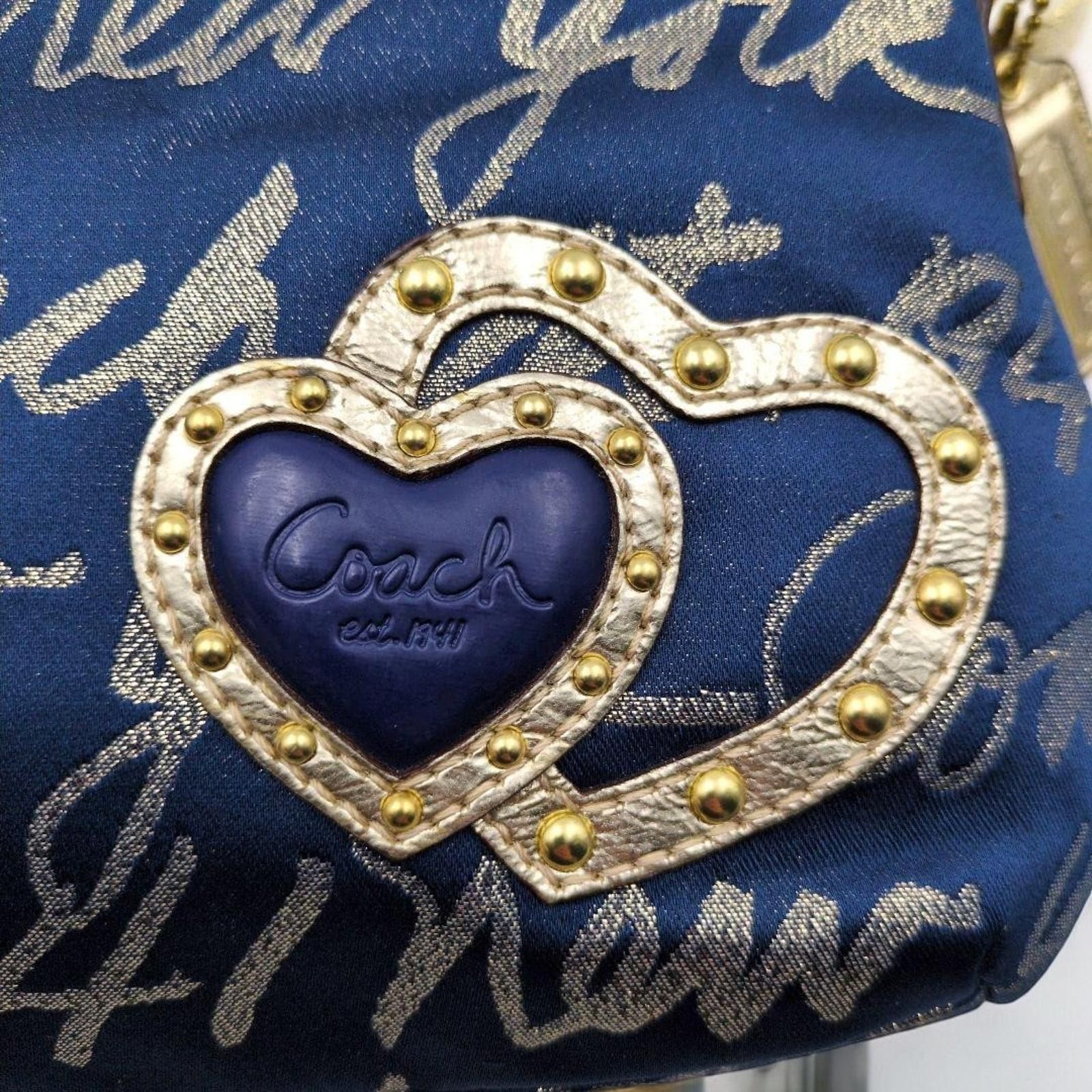 Coach Coach - Navy Blue Script Heart Charm Shoulder Bag Size ONE SIZE - 5 Thumbnail