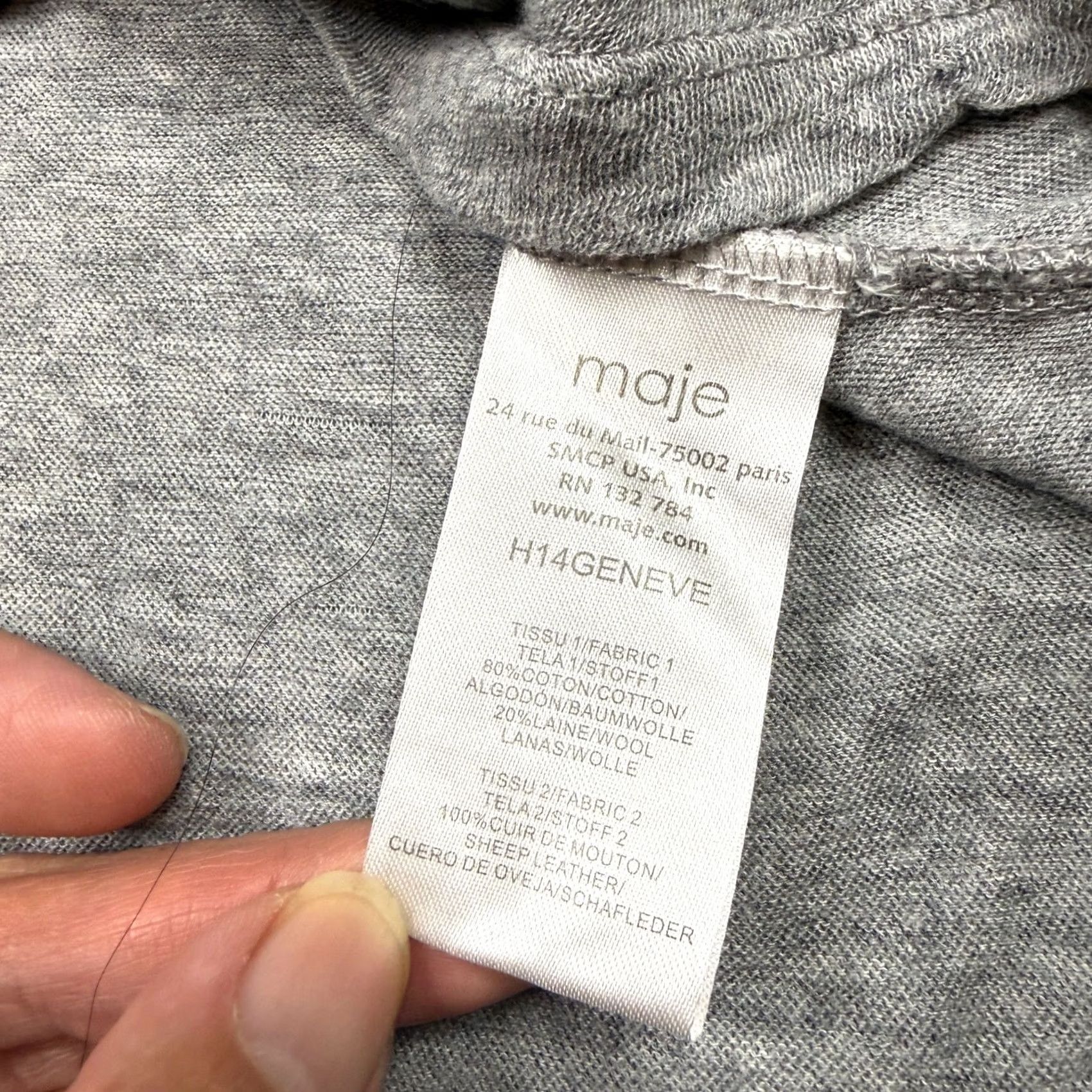 Maje Maje T-Shirt Women's S White Cropped Long Sleeve Crew Neck Embroidered Cotton Basic Designer Tee Size S / US 4 / IT 40 - 6 Thumbnail