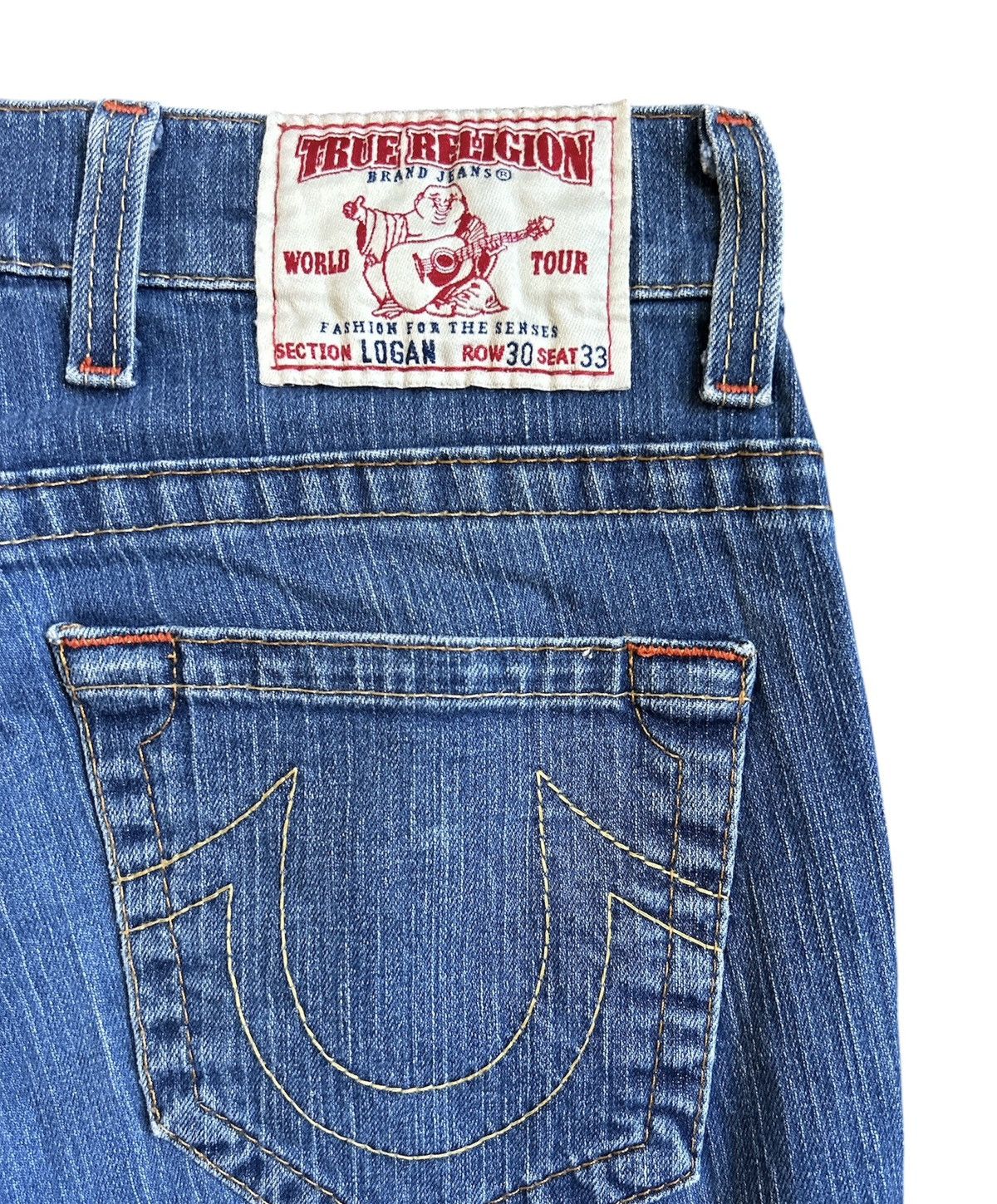True Religion × Vintage True Religion Blue Logan Relaxed Straight Jeans Size: 30x33 Size US 30 / EU 46 - 6 Thumbnail