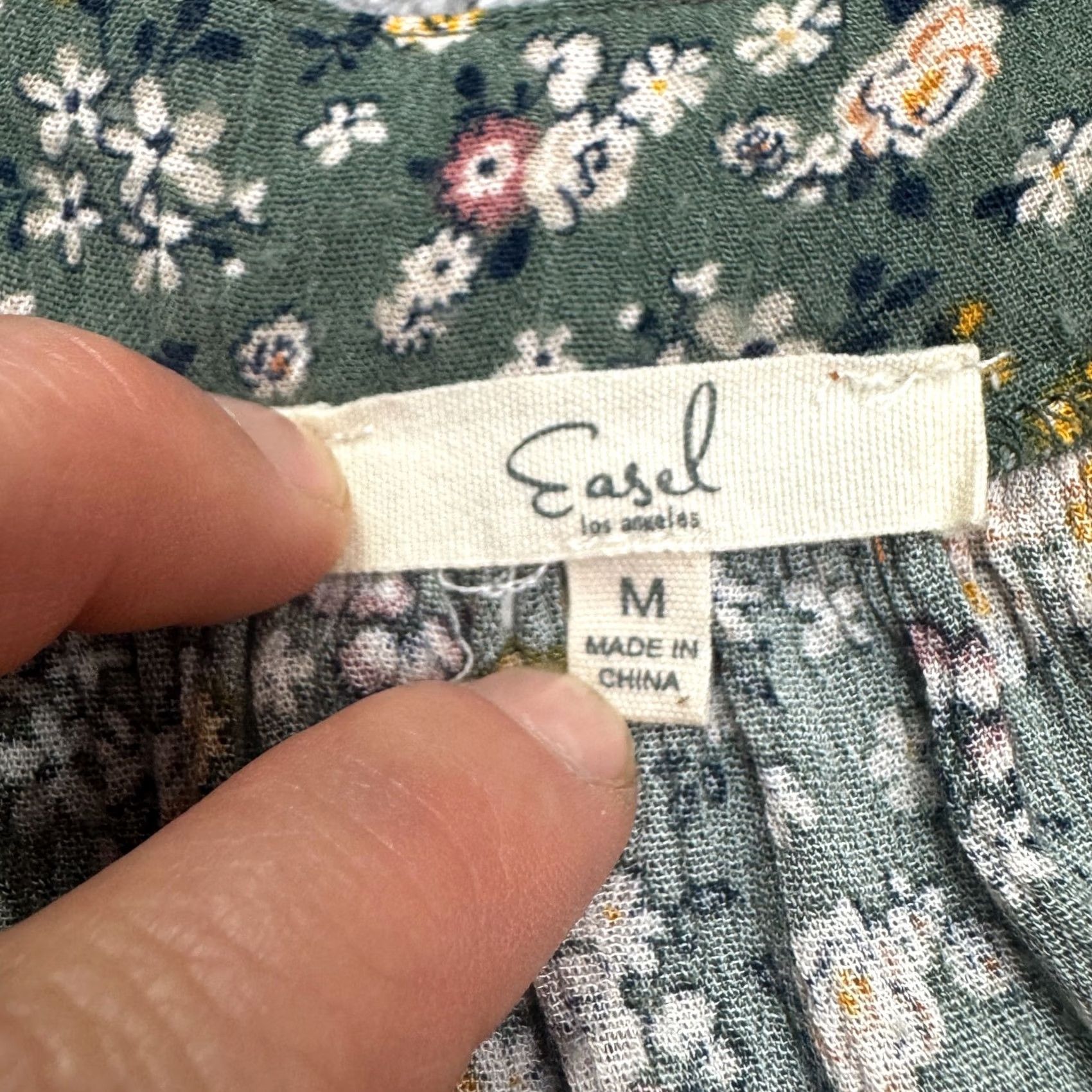 Vintage Easel Green Floral Spaghetti Rayon Sundress Womens Medium Midi? Size L / US 10 / IT 46 - 6 Thumbnail