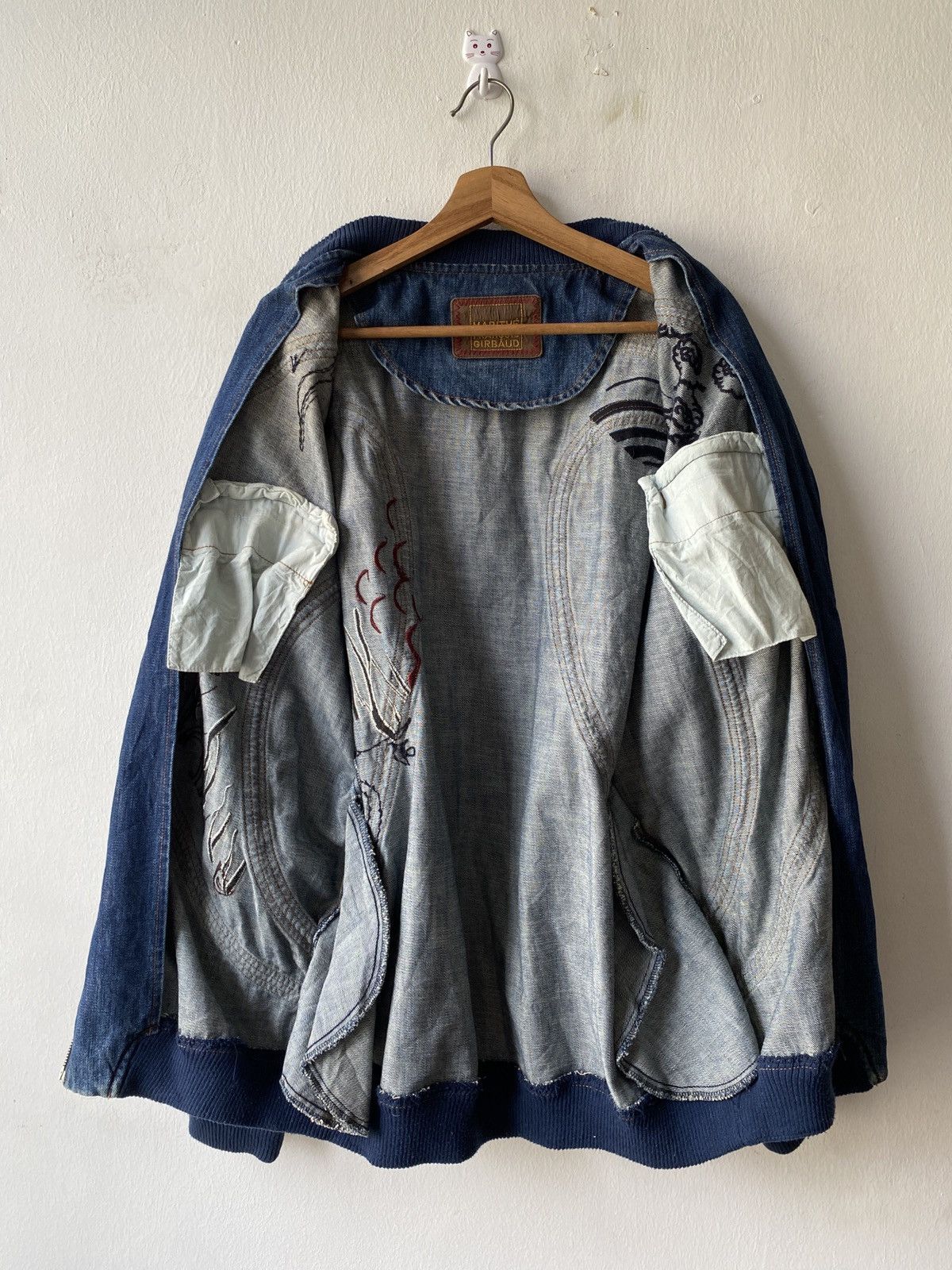 Marithe + Francois Girbaud Marithe Francois Girbaud Tribal Tattoo Denim Bomber Jacket Size US XL / EU 56 / 4 - 13 Thumbnail