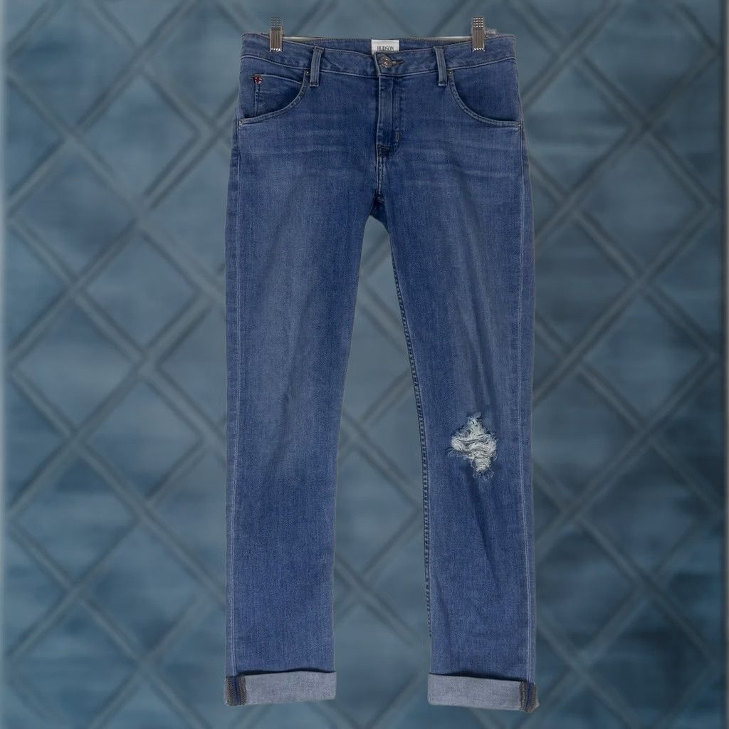 Hudson Hudson Bacara Crop Straight Cuffed Jeans Womens 27 Medium Wash Denim Mid Rise Blue 5-Pocket Logo Zip Mens? Womens Size 27" / US 4 / IT 40 - 1 Thumbnail