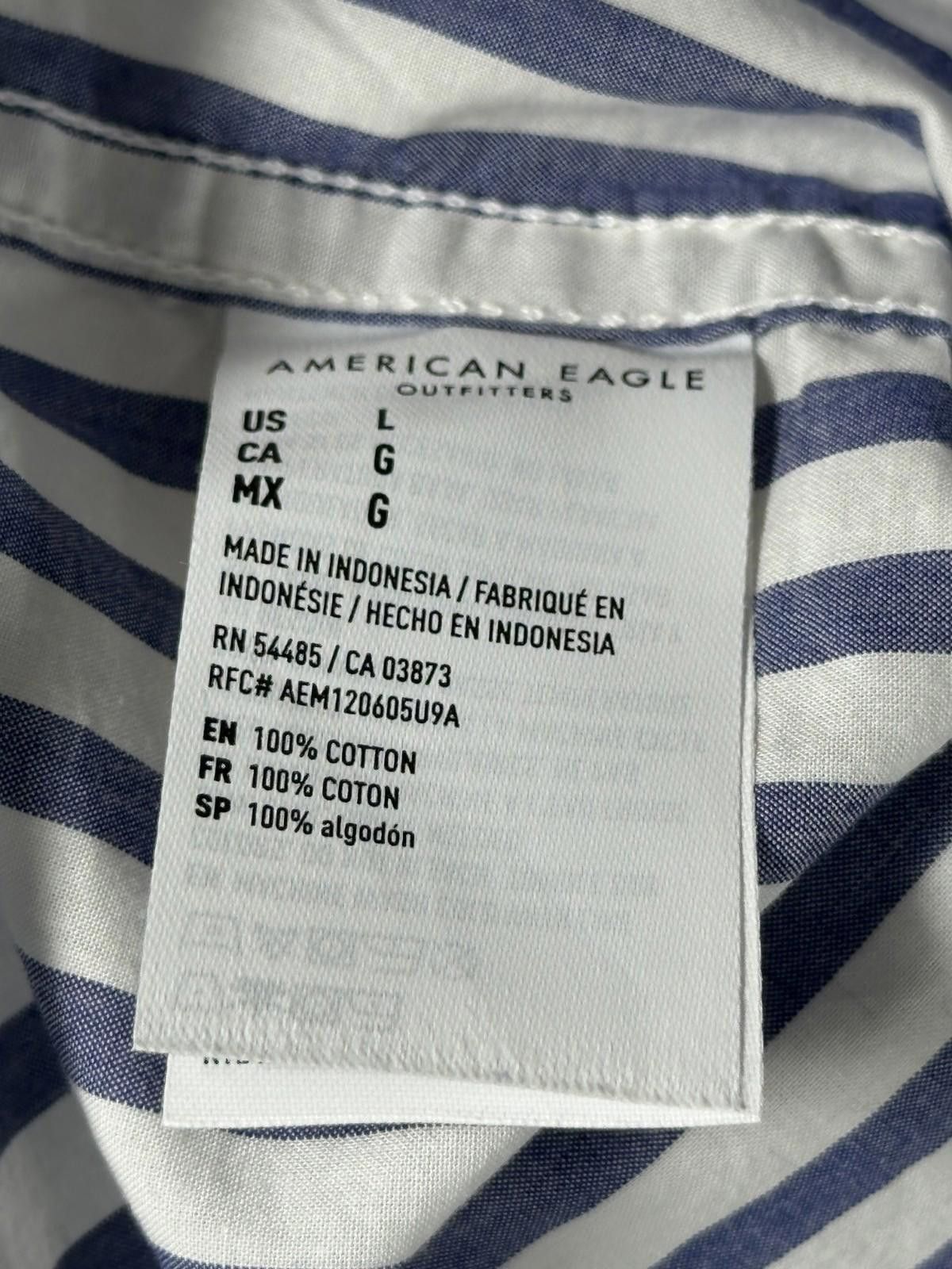 American Eagle Outfitters American Eagle Men's Large Blue Relaxed Fit Button Down Size US L / EU 52-54 / 3 - 9 Thumbnail