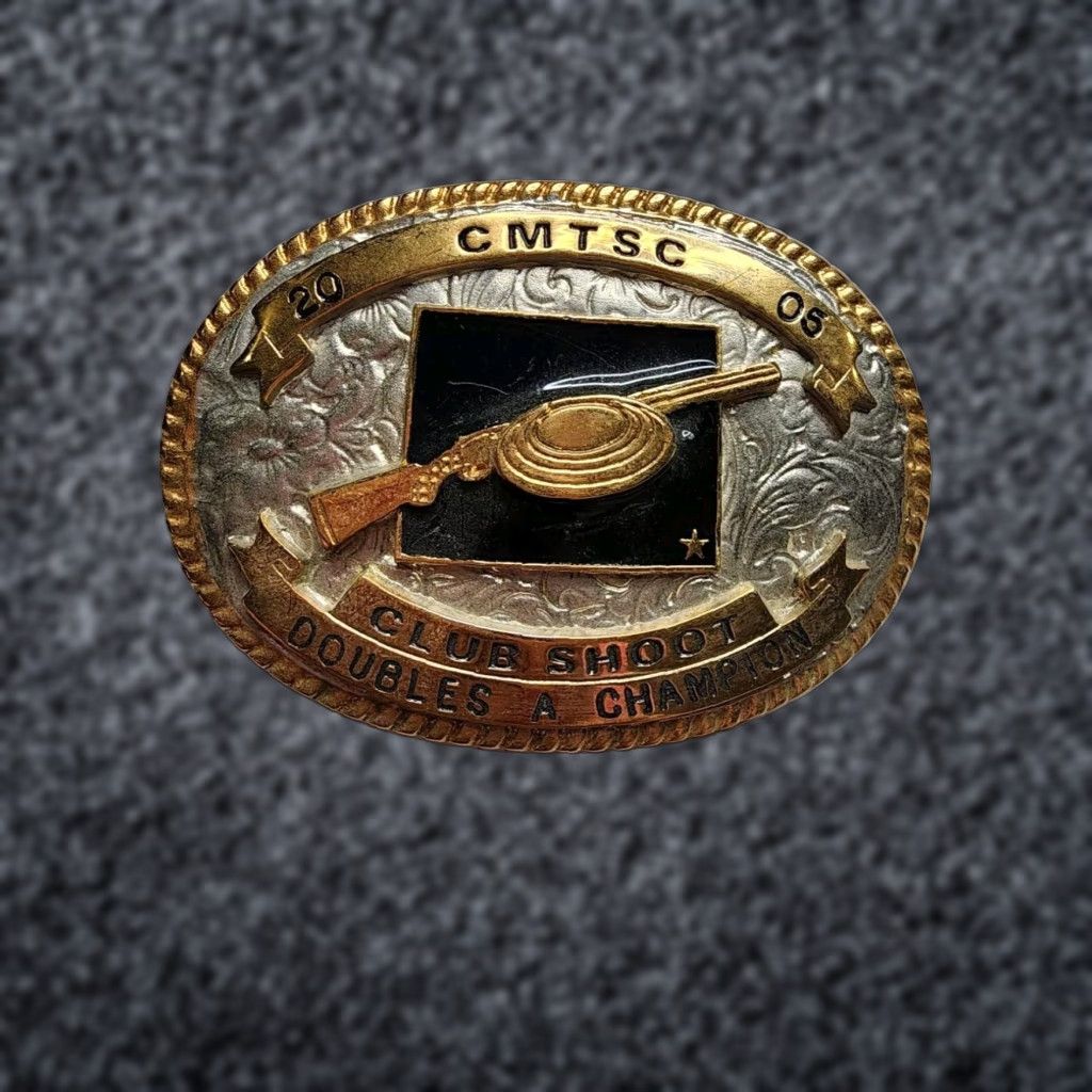 Champion VINTAGE Cheyenne Trap And Shoot Club Silver Western Belt Buckle Mens Brass Size ONE SIZE - 1 Thumbnail