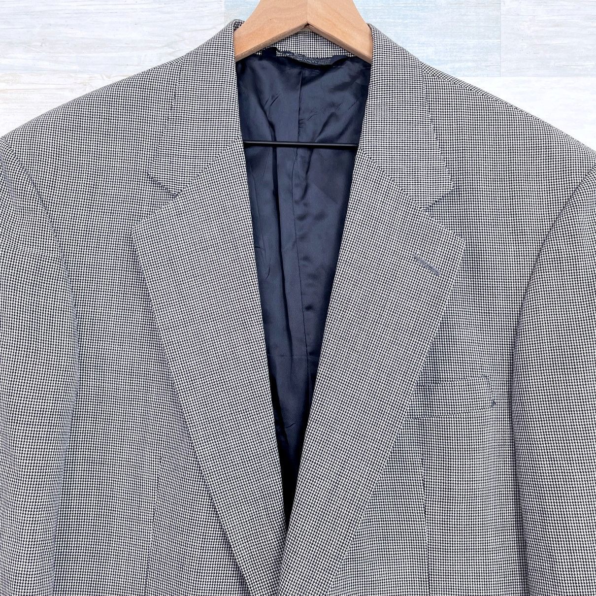 Lands End Worsted Wool Houndstooth Sport Coat Gray 40R