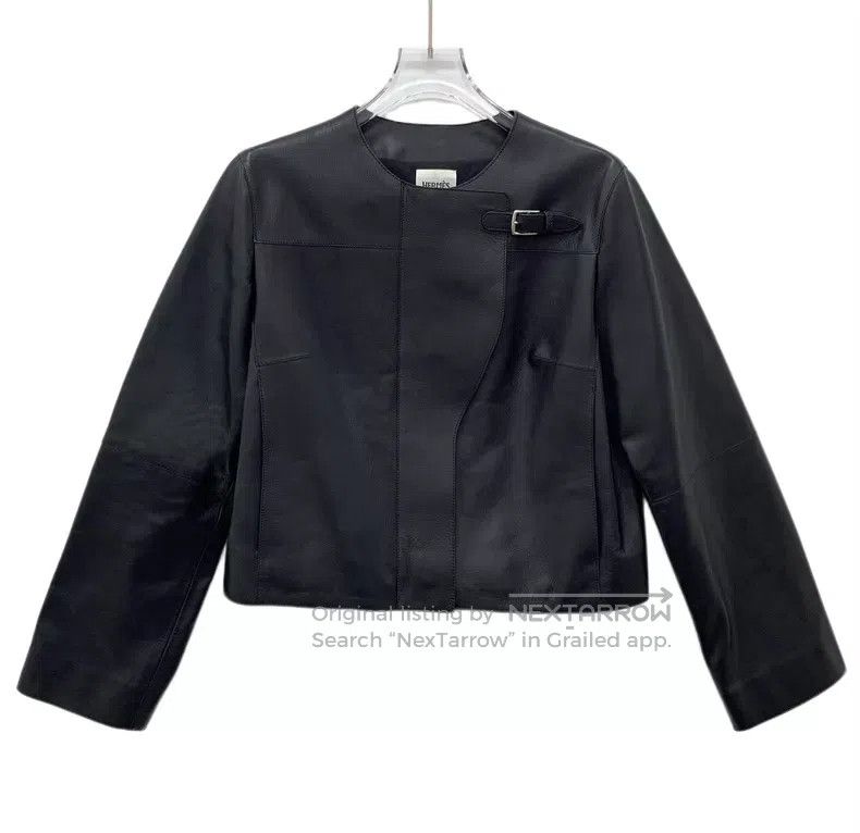 Hermes Black Buckle Sheep Leather Round Neck Long Sleeve K