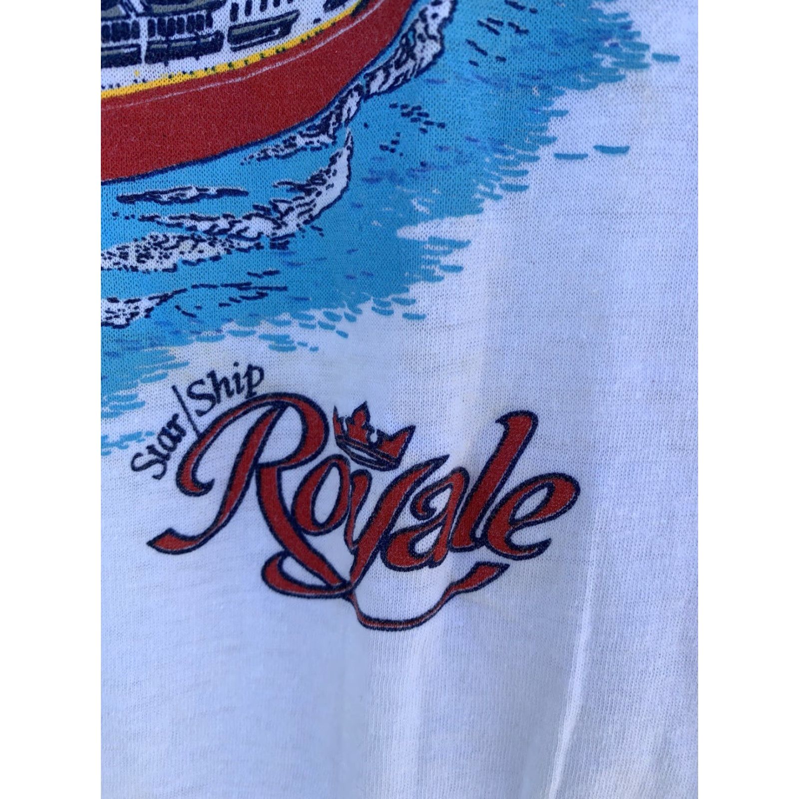 Vintage VINTAGE Sneakers T-Shirt, Star Ship Royal graphic tee, 80s, XL, White, Men, Short Sleeve, Single Stitch, Cotton/Polyester Blend, Made in USA Size US XL / EU 56 / 4 - 4 Thumbnail