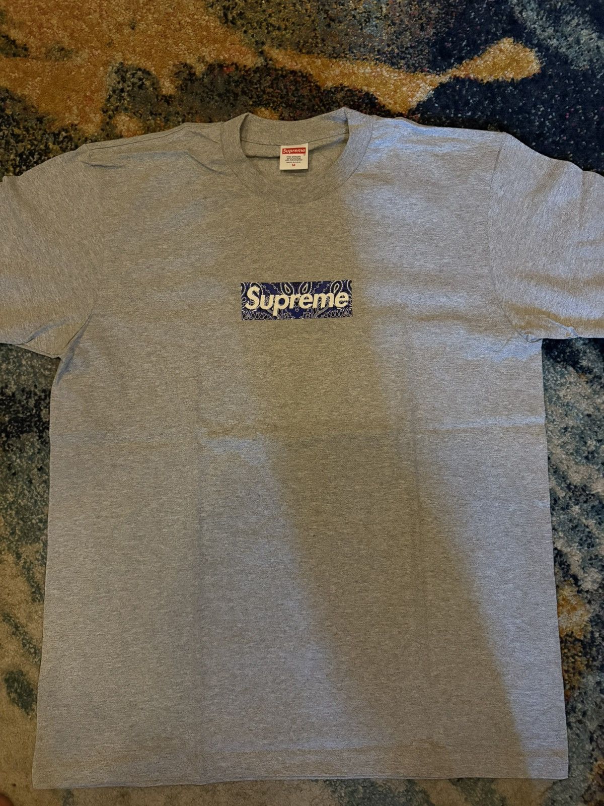 Supreme Heather Grey Blue Bandanna Box Logo Size US M / EU 48-50 / 2 - 2 Thumbnail