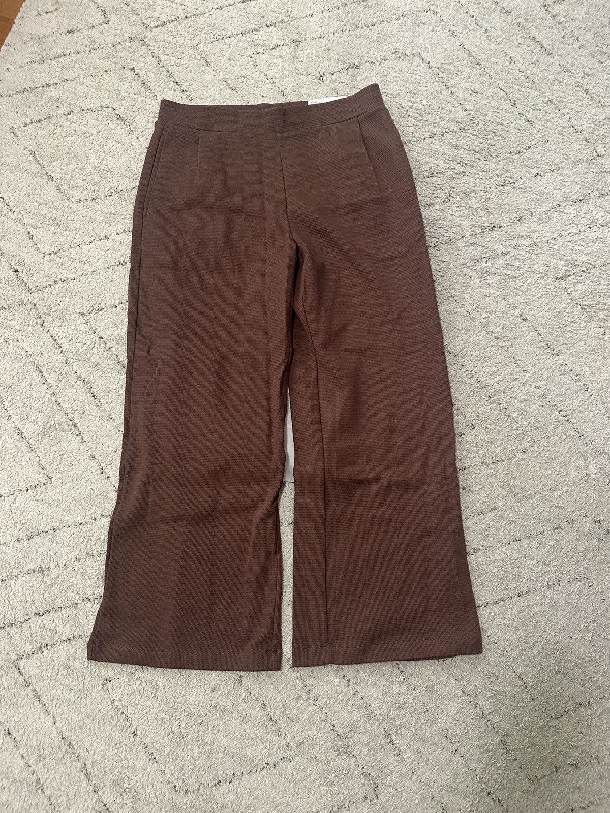 Other Brown Pleated Waffle Knit Lounge Pants Size US 32 / EU 48 - 1 Thumbnail