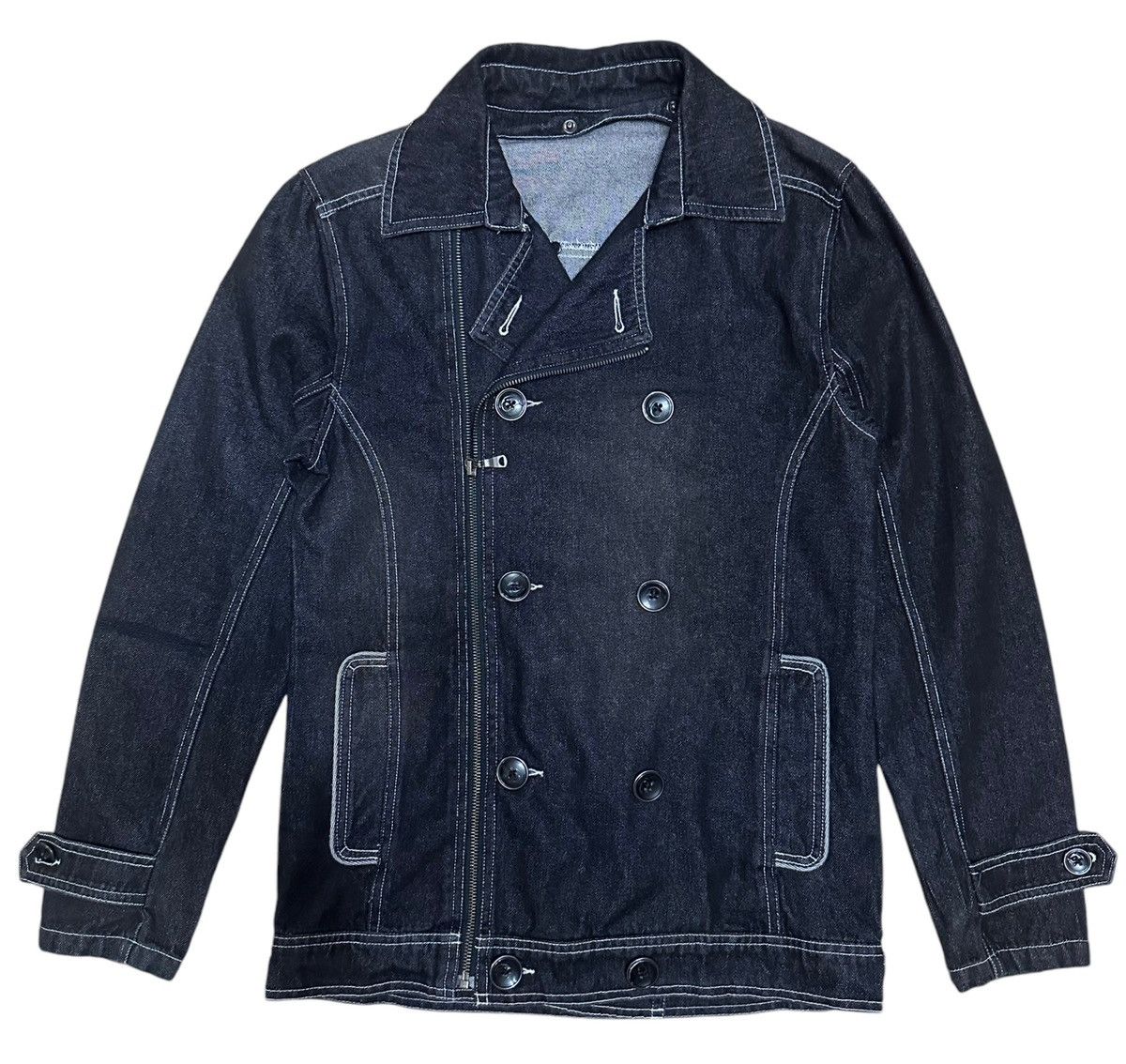If Six Was Nine × Le Grande Bleu (L.G.B.) × Vintage RARE ‼️ LGB Semantic Design Asymmetrical Denim Jacket Size US S / EU 44-46 / 1 - 3 Thumbnail