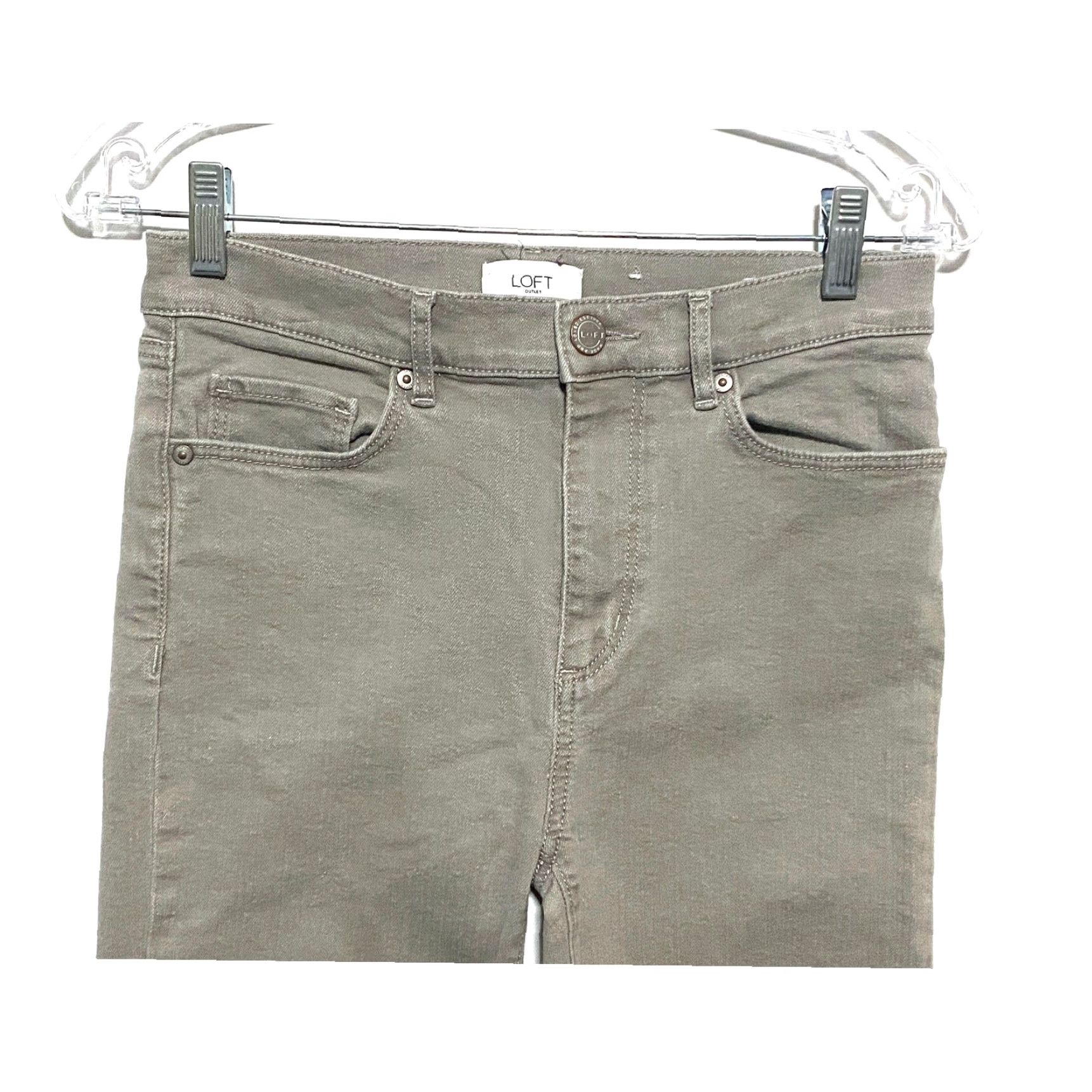 Ann Taylor LOFT High Rise Slim Straight Jeans Women 0 Casual Office Stretch Classic Preppy Denim 5-Pocket Tan Slim Regular Inseam 25.5 in Jeans Size 25" / US 0 / IT 36 - 3 Thumbnail