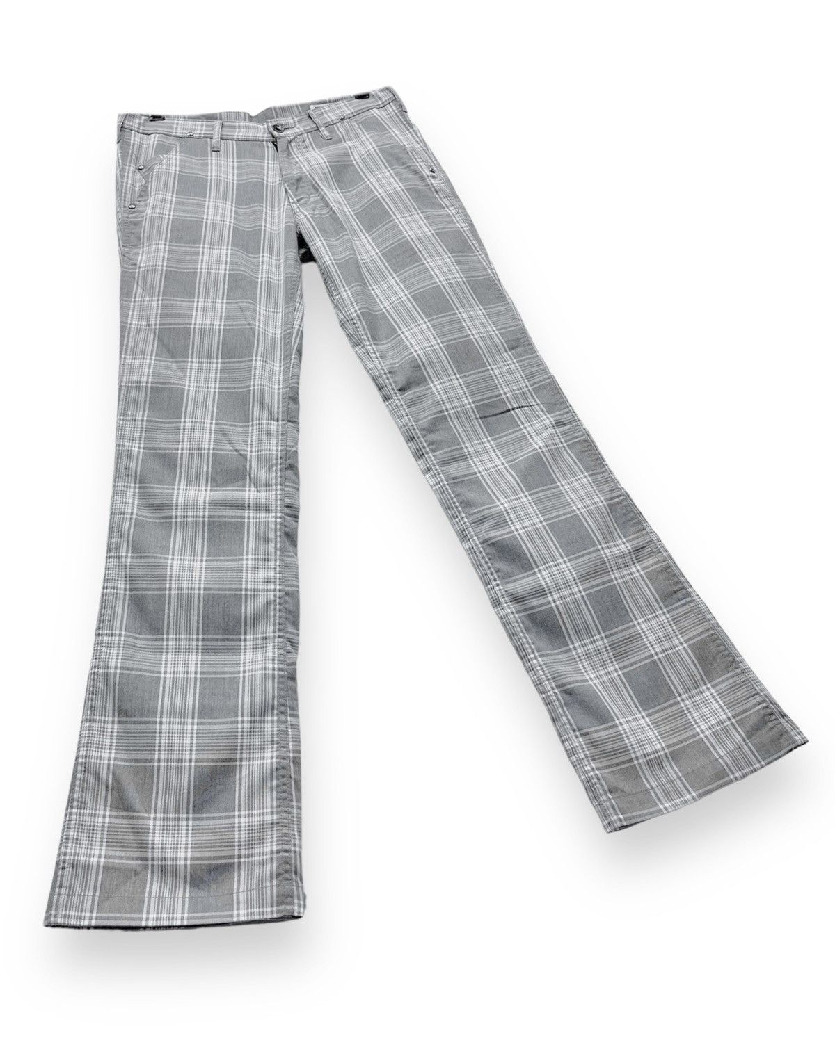 semanticdesign SEMANTIC Punk Checkered Gray Tartan Light Rayon Blends Flare Size US 30 / EU 46 - 6 Thumbnail