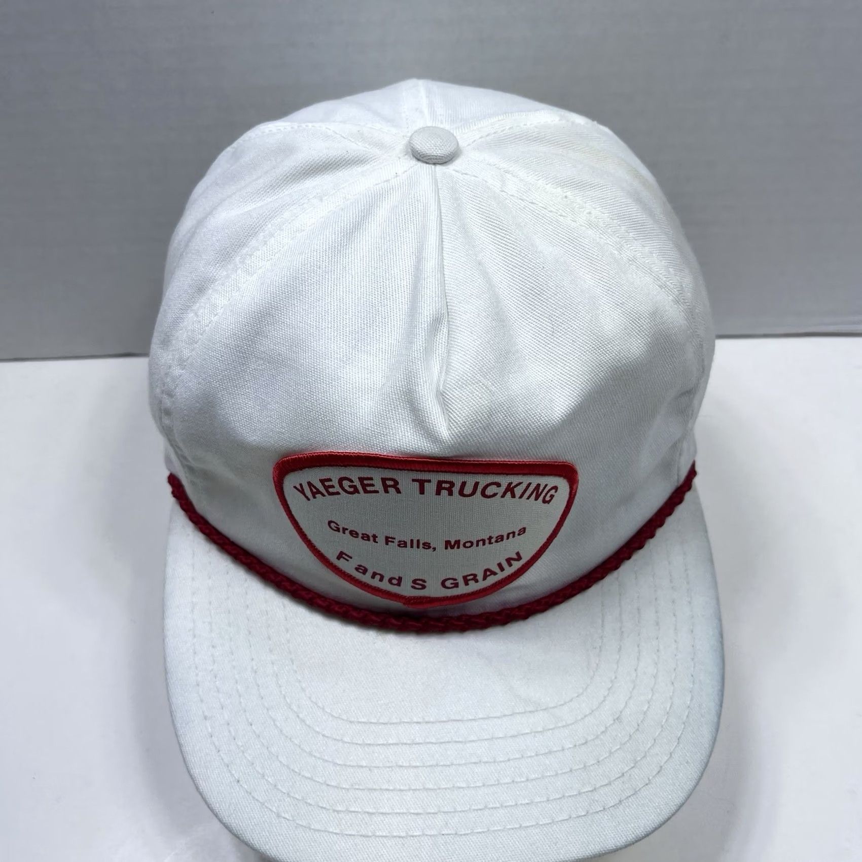 Roper VINTAGE Yeager Trucking Hat Cap Transportation White Red Patch F&S Feed Rope 90s Mens Size ONE SIZE - 2 Thumbnail