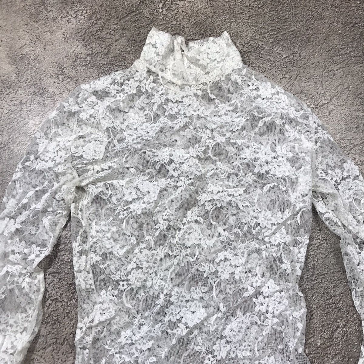 Vintage Vintage Y2K Mesh Floral Turtleneck Avant Garde Blouse Boxy S Size S / US 4 / IT 40 - 3 Thumbnail