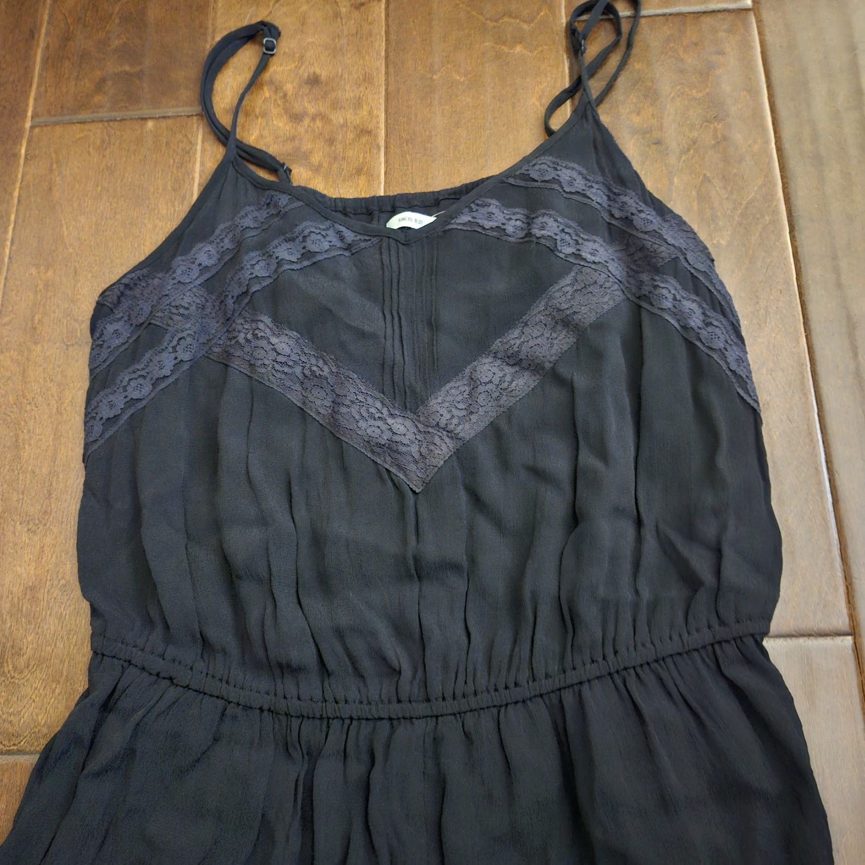 Vintage Kimchi Blue Romper Womens Large Black Lace Trim Sleeveless Elastic Waist Romper Beach Summer 2010s Womens Size 36" / US 14 / IT 50 - 4 Thumbnail