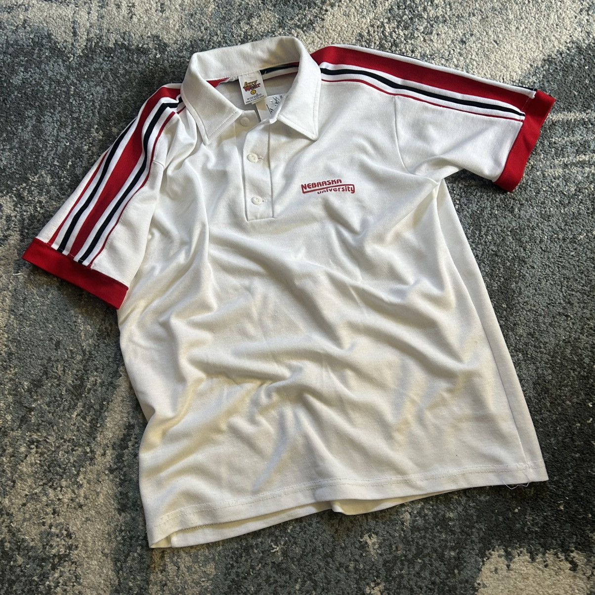 Vintage 70s UNiVERSiTY iSSUE NEBRASKA KNiT POLO COLLAR SHiRT UNL UNO Size US L / EU 52-54 / 3 - 1 Thumbnail