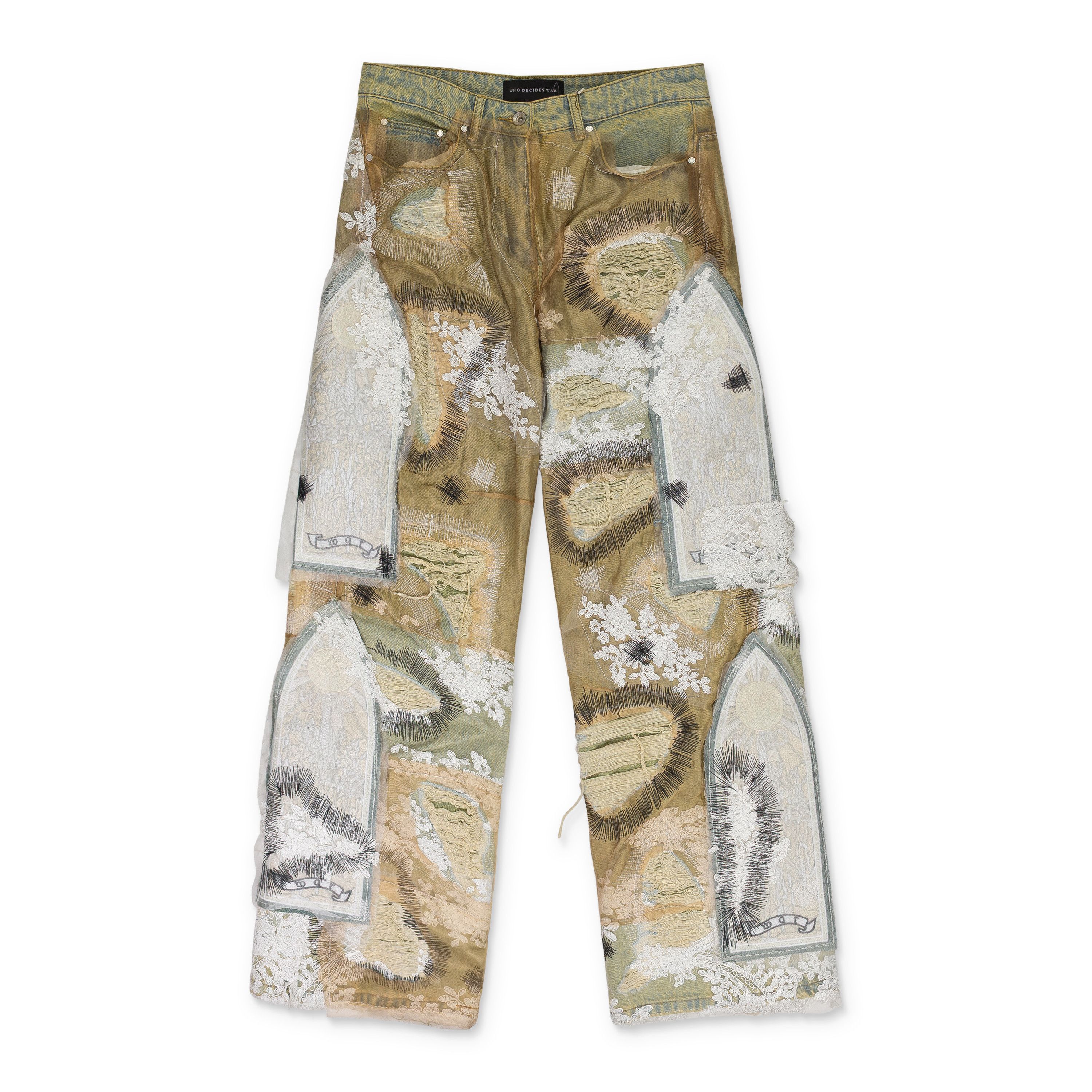 Who Decides War Who Decides War TAN OVERDYED LACE WIDE-LEG JEANS SIZE 28 Size US 28 / EU 44 - 1 Thumbnail
