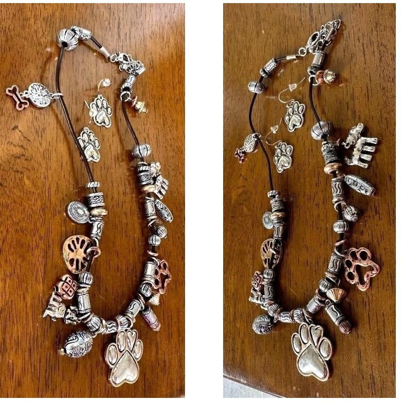 Handmade Paw Print Necklace Earrings Set Pendant 17 inch Handmade New Size ONE SIZE - 10 Thumbnail