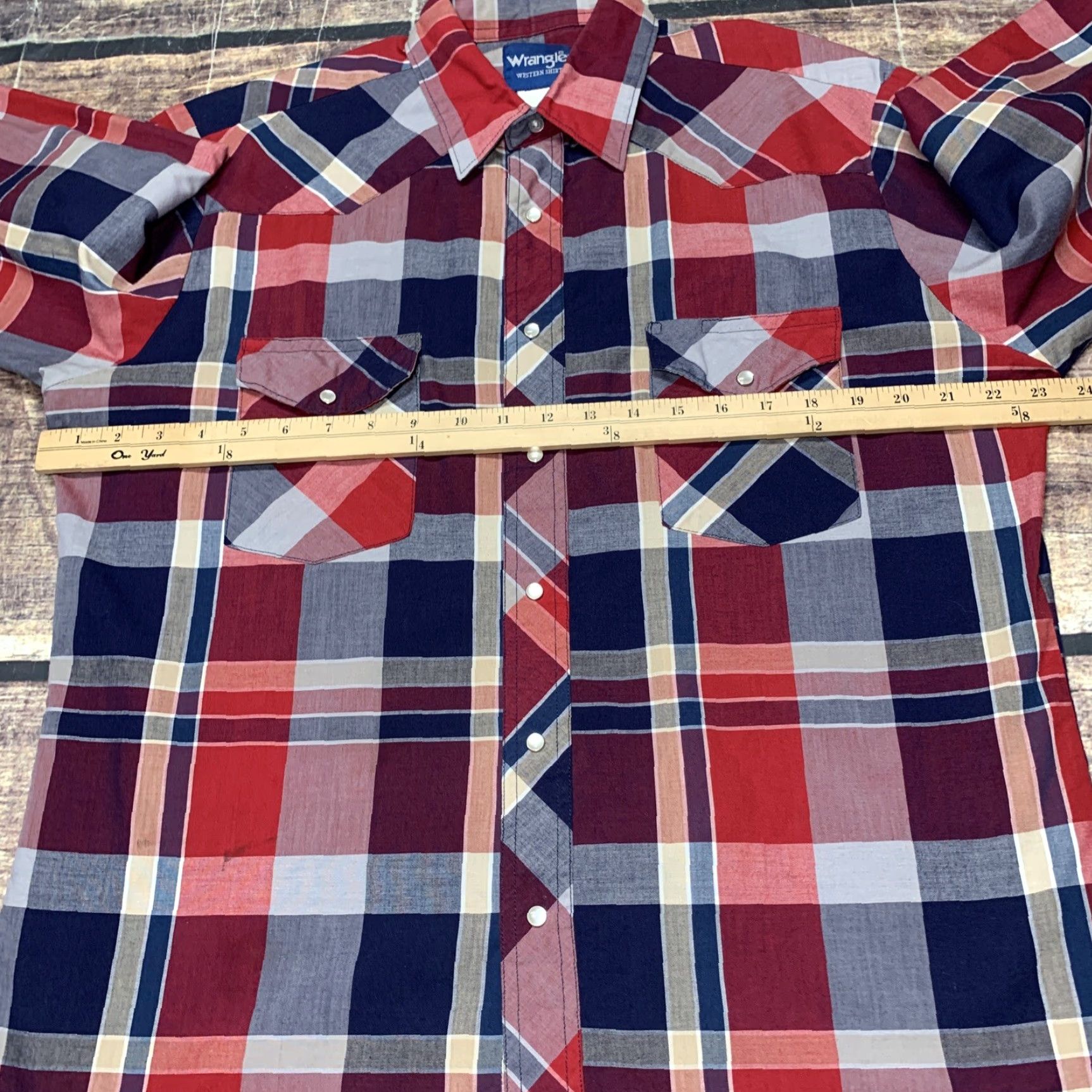 Wrangler Wrangler Shirt Long Sleeve Pearl Snap Mens XXL Red Blue White Plaid Western Shirt Mens XXL Red Plaid Wrangler Size US XXL / EU 58 / 5 - 4 Thumbnail