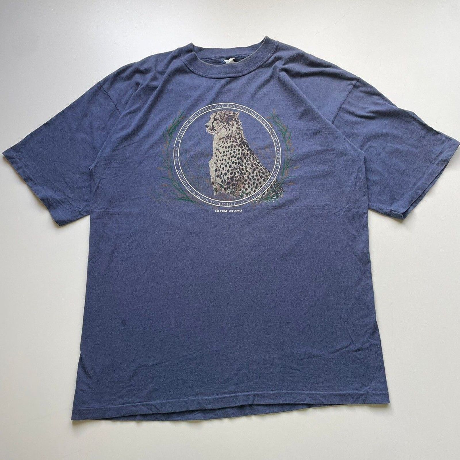 Vintage Vintage 90s Cheetah Animal Art T Shirt XXL Single Stitch USA Size US XXL / EU 58 / 5 - 1 Thumbnail