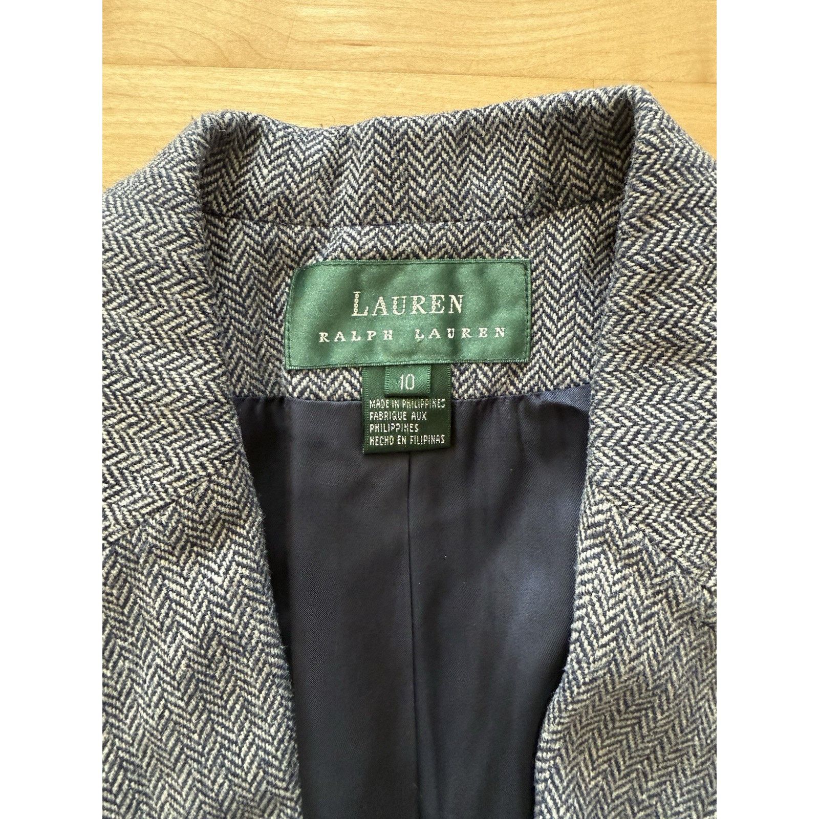 Lauren Ralph Lauren Ralph Lauren Silk Wool Linen Herringbone Blazer Jacket 10 Size L / US 10 / IT 46 - 2 Thumbnail